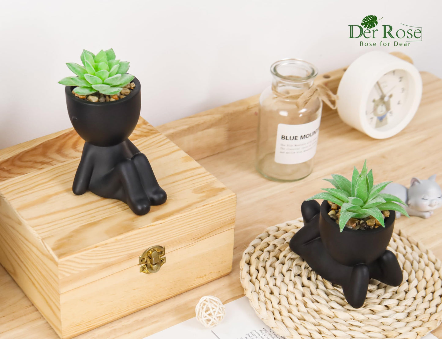Der Rose 2 Pack Fake Plants Succulent Plants Artificial for Home Bathroom Living Room Office Decor