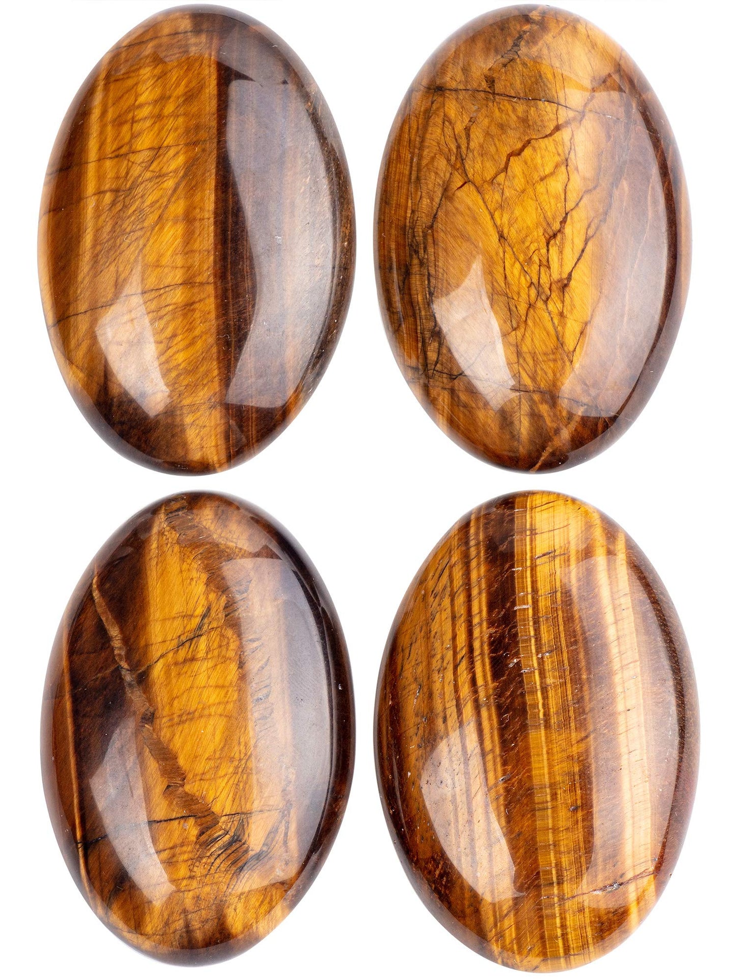 UFEEL Tiger's Eye Palm Stone Crystal Natural Chakra Reiki Polished Healing Love Oval Pocket Worry Stone Crystals for Anxiety Stress Relief Therapy