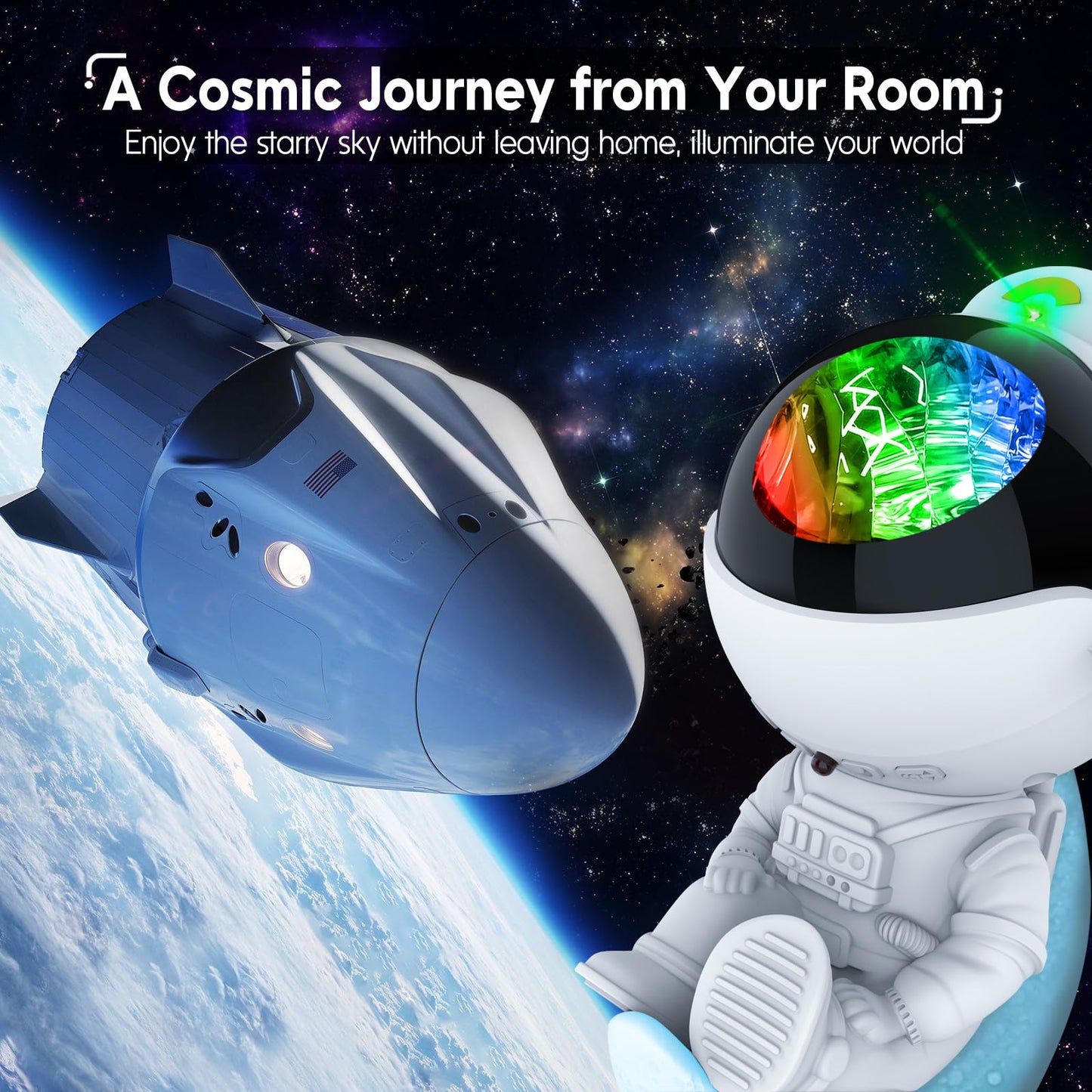 Rossetta Astronaut Galaxy Projector Night Light with Timer and Remote, Kids Adults Room Decor, Party, Gifts for Christmas, Birthdays