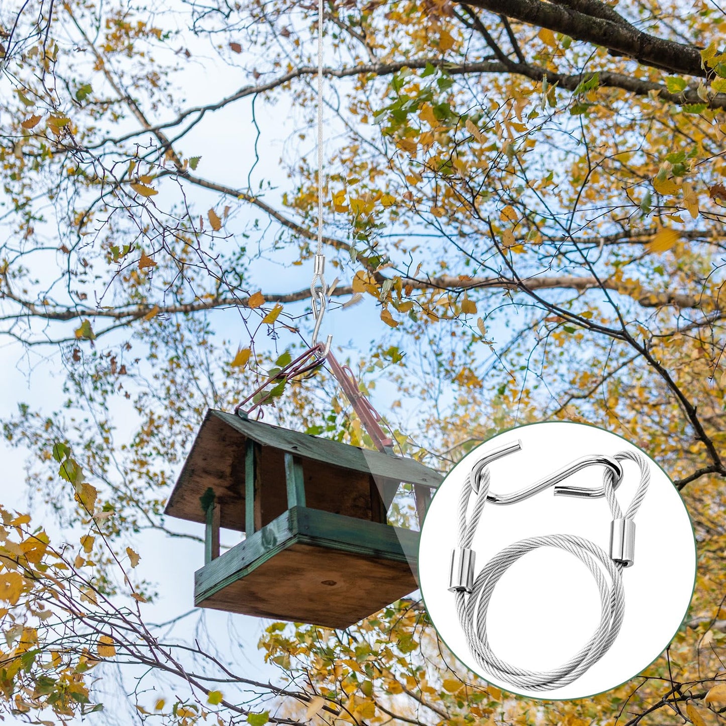 Kingdder 4 Pcs 18" Hanging Cables Chain with S Hook Bird Feeder Tree Hanger PVC Coated Flexible Branch Hook Limb Protector for Outside Bird Feeders, Planters and Decorations