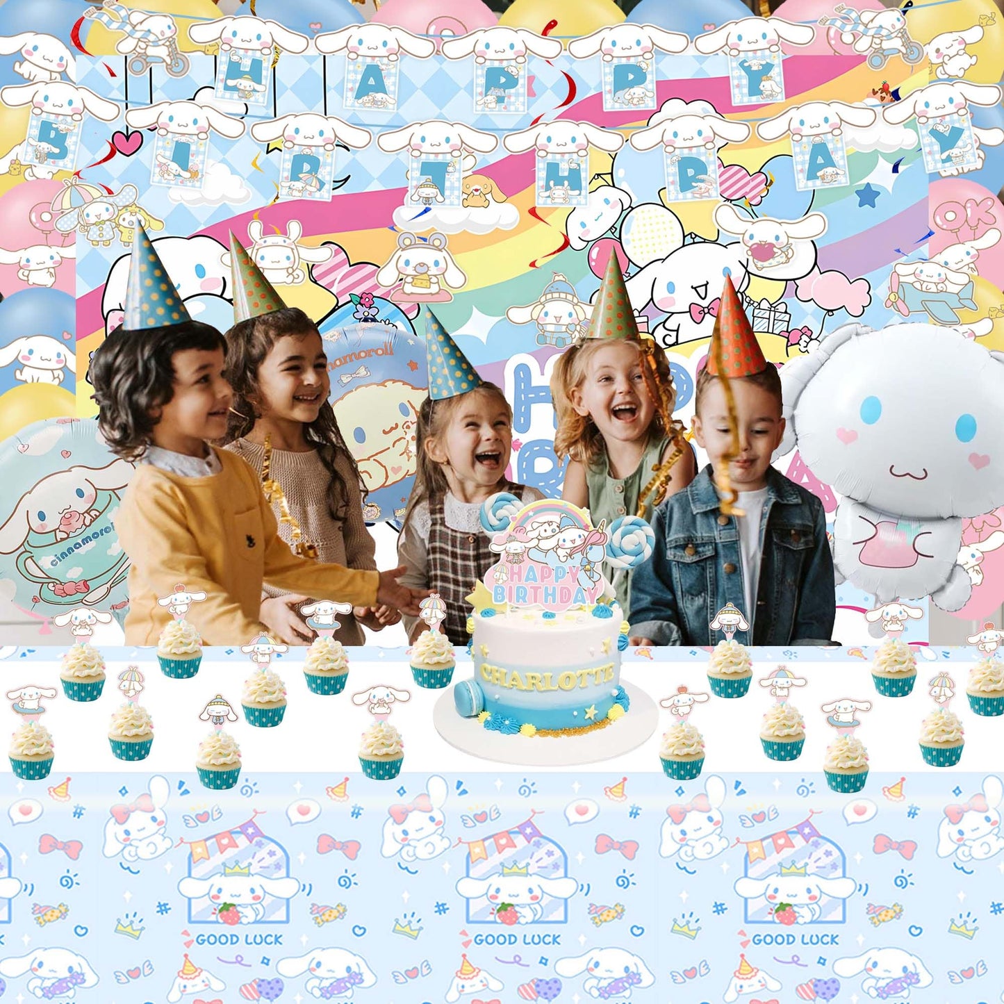 Birthday Party Decorations, Party Supplies Include Banner, Backdrop, latex Balloons, Hanging Swirls, Foil Balloon, Cake Cupcake Toppers, Tablecloth