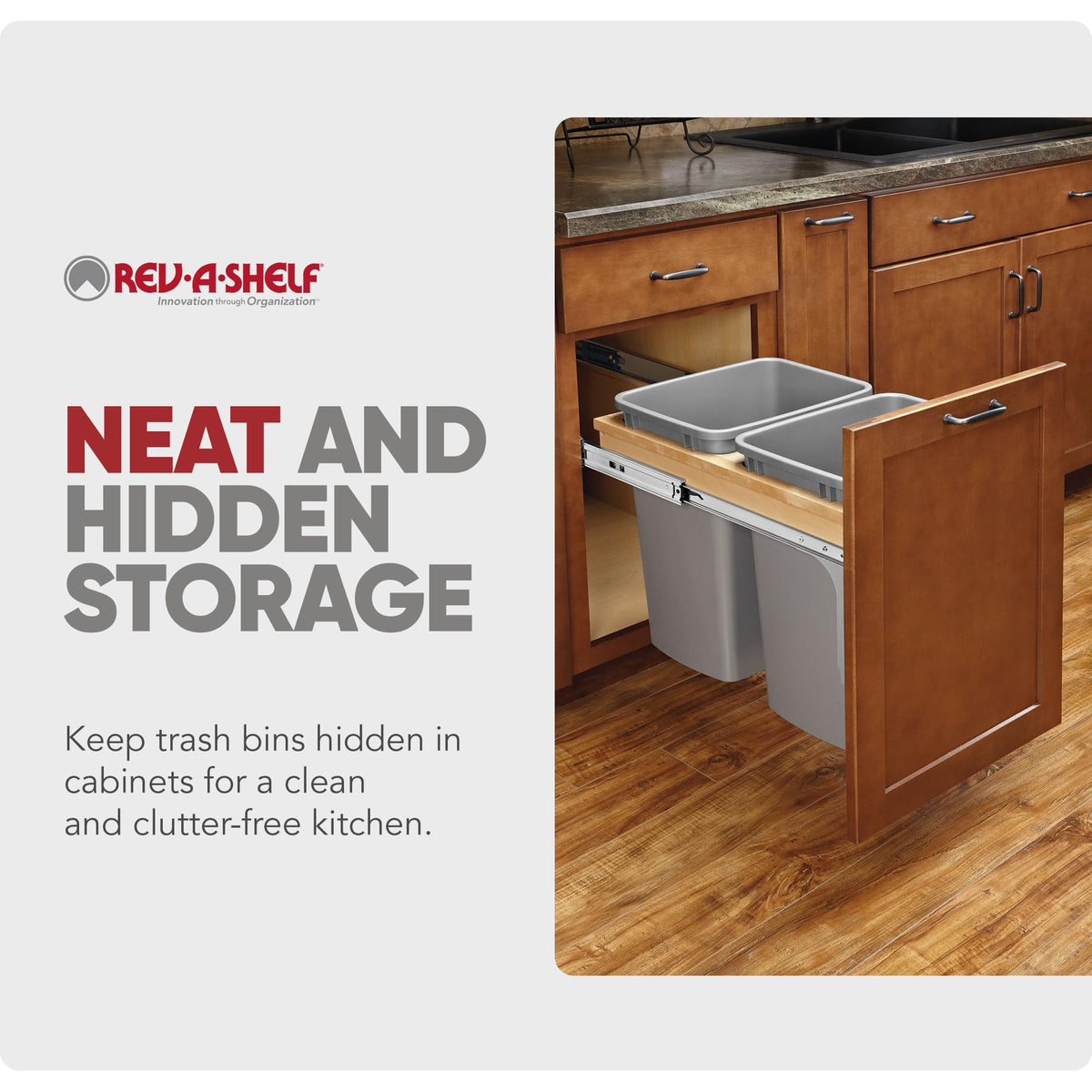 27 Qt Top Mount Double Pullout Under Cabinet Kitchen Trash Cans w