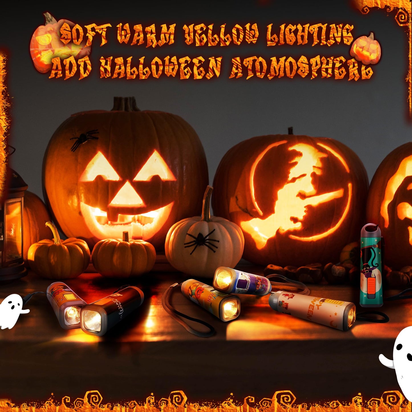 EverBrite 6-Pack LED Flashlights Halloween Gifts, Mini Flash Lights Handheld Torch with Lanyard, 18 AAA Batteries Included, Mixed Color