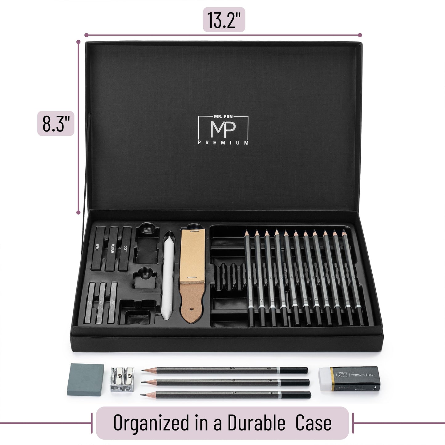 Mr. Pen- Drawing Sketching Pencil Set, 25 pcs, Graphite Pencils (10B-6H), Graphite Sticks, Erasers, Sharpener, Blending Stump & Sandpaper Pad for Drawing, Shading & Art Projects