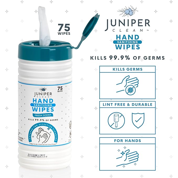 6 Pack Canister Hand Sanitizing Wipes, 450 Count Canister Disposable Hand Sanitizer Wipes, Fresh Scent, Lint Free & Durable
