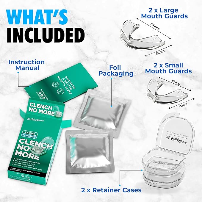 TheSleepGuard Mouth Guard for Clenching Teeth at Night [Pack of 4, Small & Large Sizes] – Custom Night Guards for Teeth Grinding – Nighttime Protection During Sleep for Men and Women
