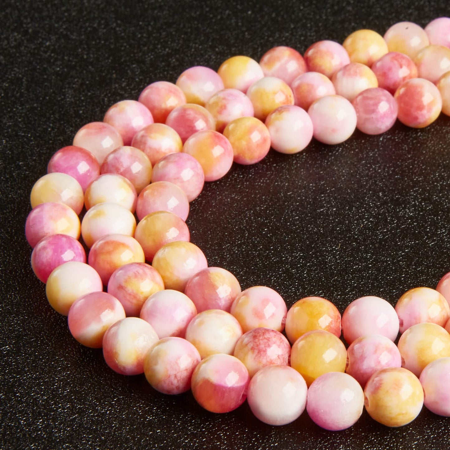 100pcs 6mm Pink Yellow Jade Beads Natural Gemstone Beads Round Loose Beads for Jewelry Making