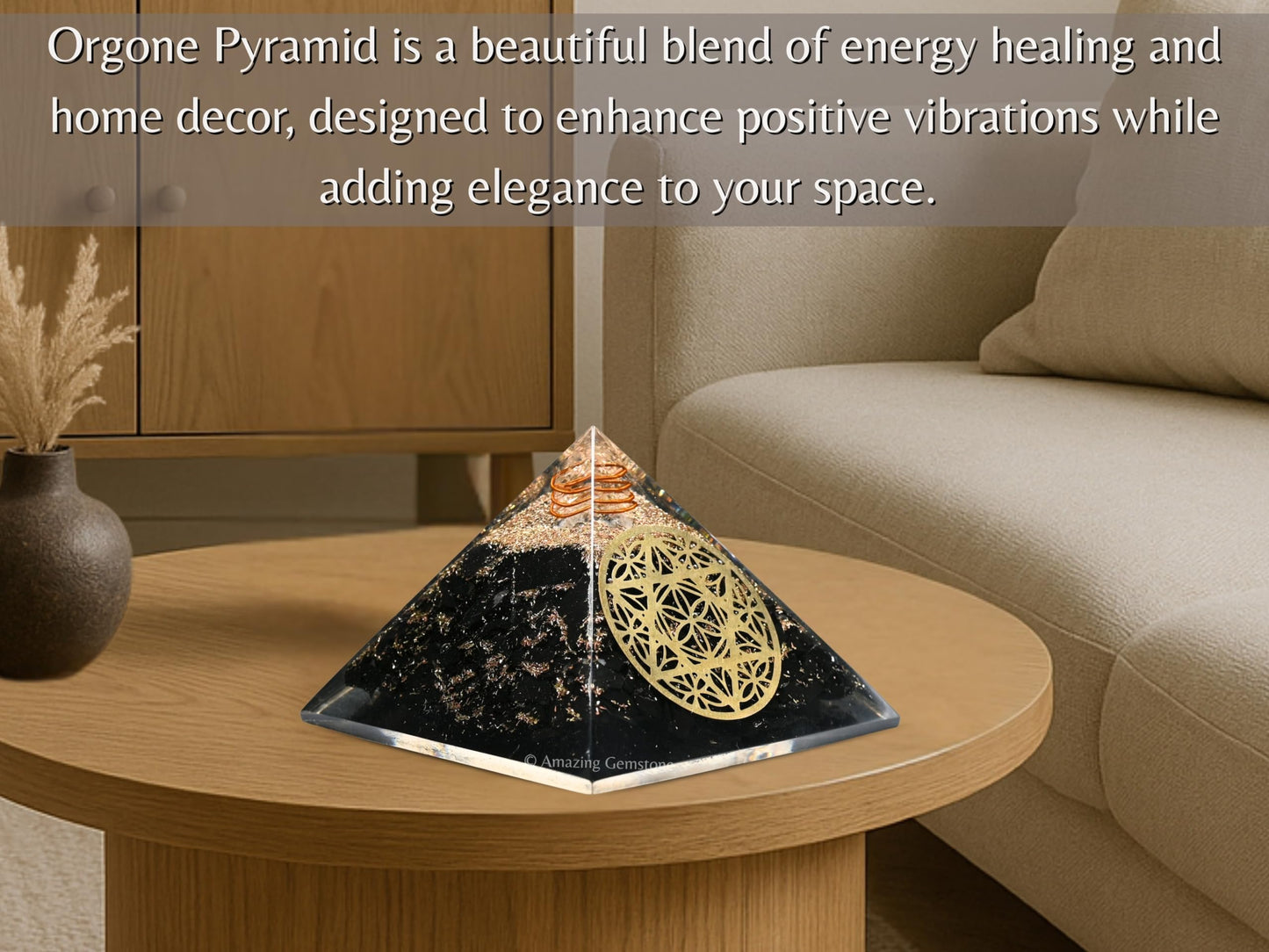 Amazing Gemstone Large Black Tourmaline Orgone Pyramid Crystal, Star of David Orgonite Pyramid - Positive Energy Healing