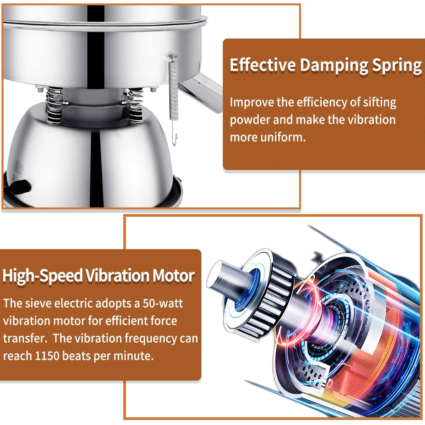 Sidasu Automatic Powder Sifter Machine 12 Mesh 80 Mesh Automatic Sieve Shaker Vibrating Machine 110V Stainless Steel Sieve Shaker Machine with 2 Screens, Sieve Shaker Machine for Flour Powders