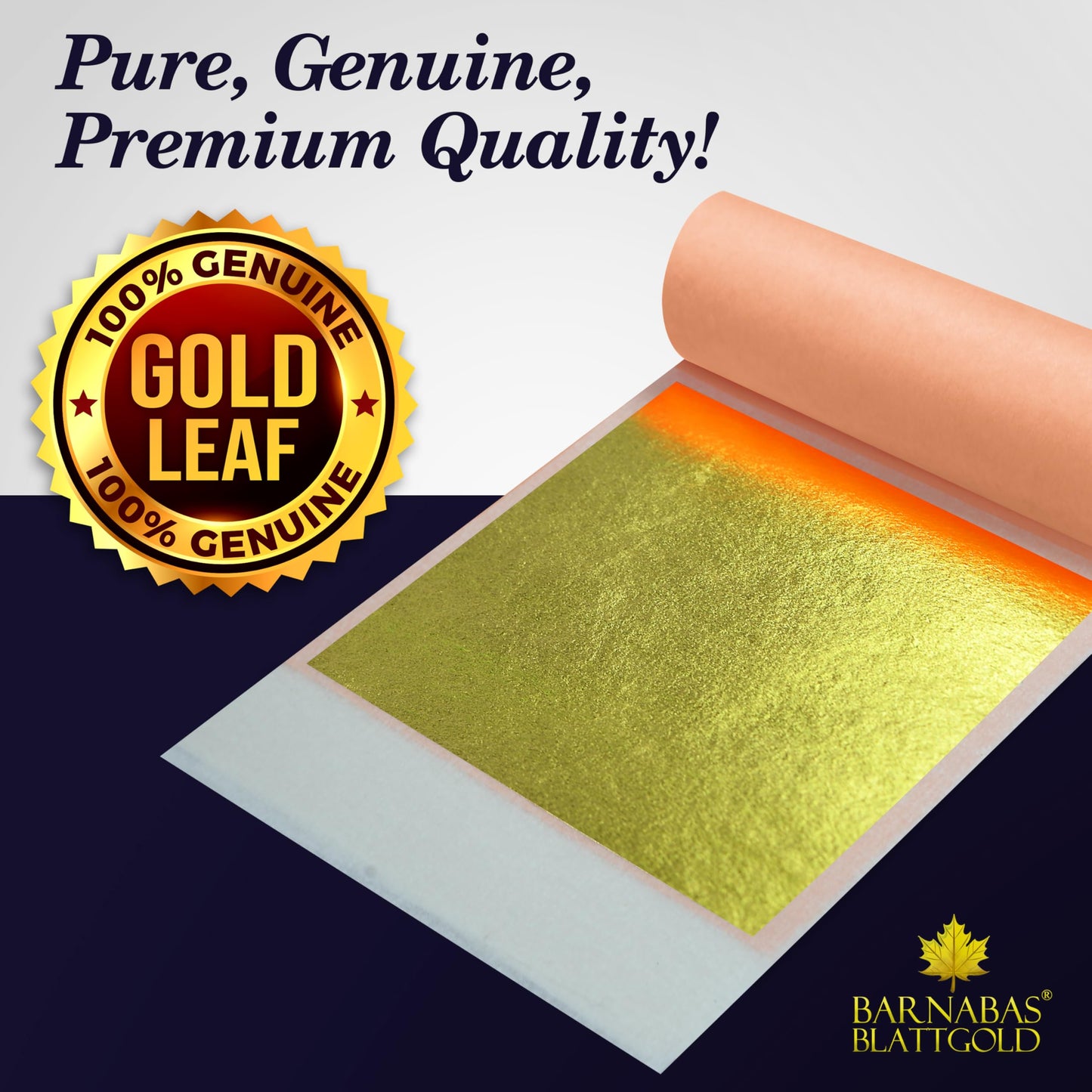 Barnabas Blattgold Gold Leaf - 24K Real Gold [10 Sheets, 3.1 inches] - Transfer Patent for Painting, Arts and Crafts