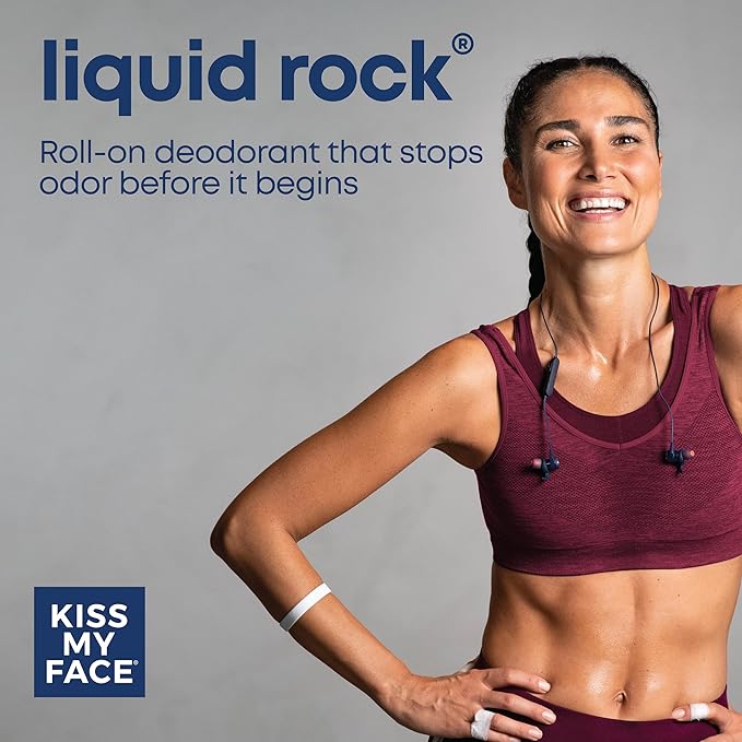 Kiss My Face Liquid Rock Roll-On Deodorant, All Day Protection, Vegan and Cruelty Free, Lavender Scent, 3 Fl Oz, Pack of 3