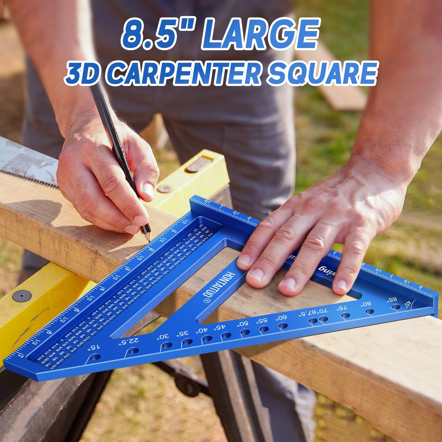 8.5 Inch Large Carpenter Square – Multi-Angle Measuring and Marking & Creating Spacing Marks,15-90 Degrees Angle Marking Square,Marking Gauge