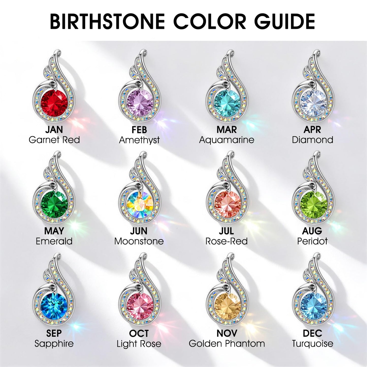Kate Lynn Phoenix Birthstone Necklaces for Women Pendant Necklace Crystal Jewelry, Birthday Gifts for Women Wife Girlfriend Mothers Day Gift for Mom Daughter Unique Lady Christmas Jewelry Gift for Her, July Birthstone Red Necklace