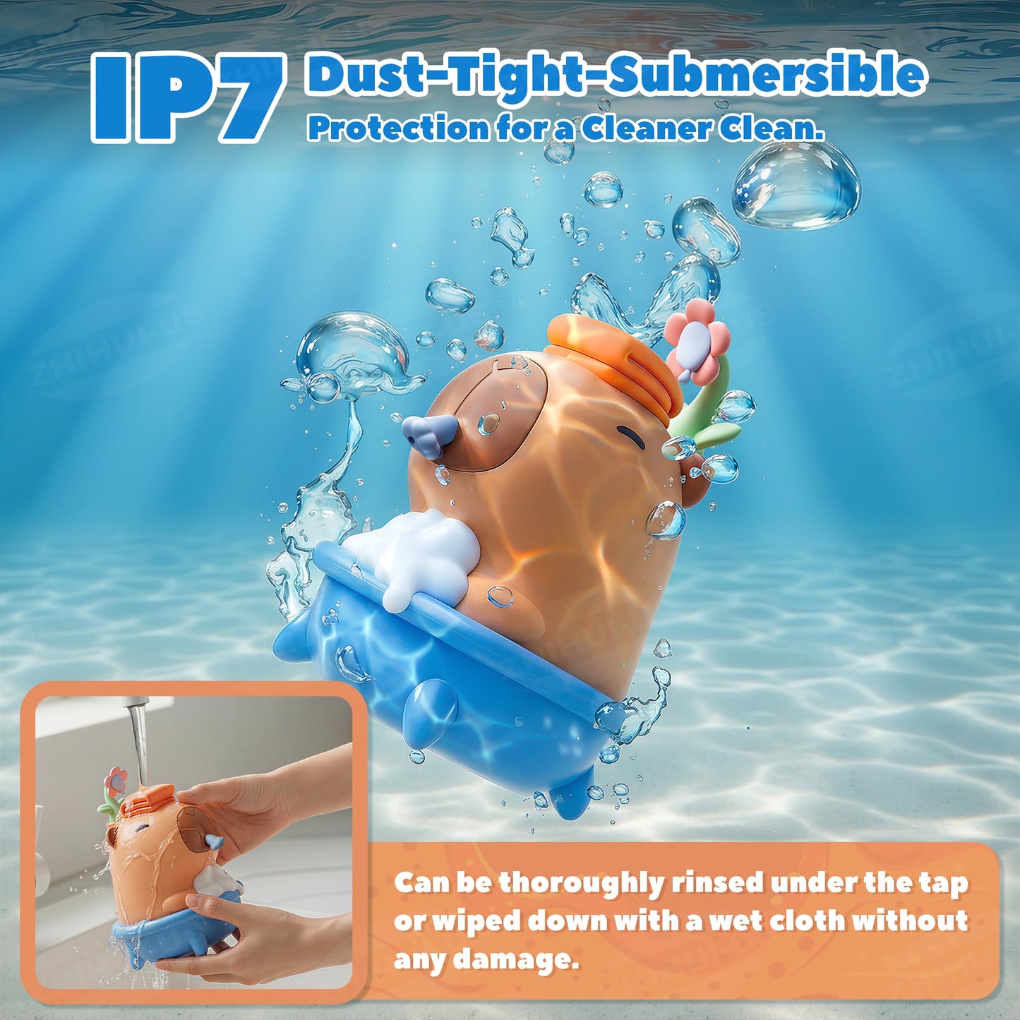 UNEEDE Capybara Hand Soap Dispenser, Automatic Touchless Foaming with Advanced Sensor, IP7 Waterproof, Portable & Wall Mount Rechargeable, 9.5oz/280ml, Cute Soft Silicone for Bathroom, Decor Gifts