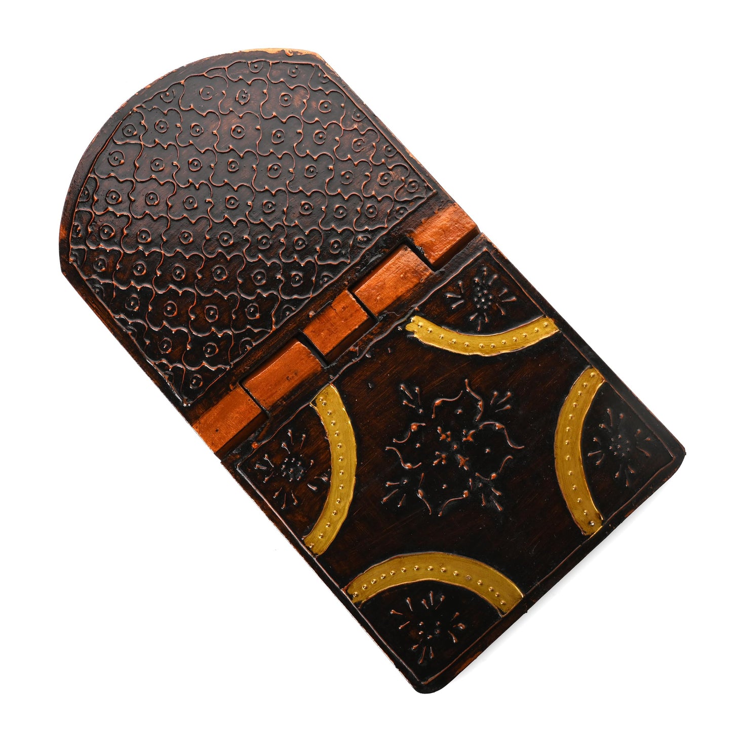 Handmade Wooden Holy Book Stand - Brown Handcrafted Indian Traditional Book Rest for Religious Prayer and Gifting (Design-2)