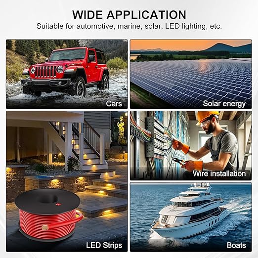 12 Gauge Electrical Wire 2 Pack Total 100ft-Black 50 ft and Red 50 ft Soft Flexible Copper-Clad Aluminum(CCA) 12 AWG PVC Wire for Lamp, Household Appliances RC Toys, Models, Auto, Electronics