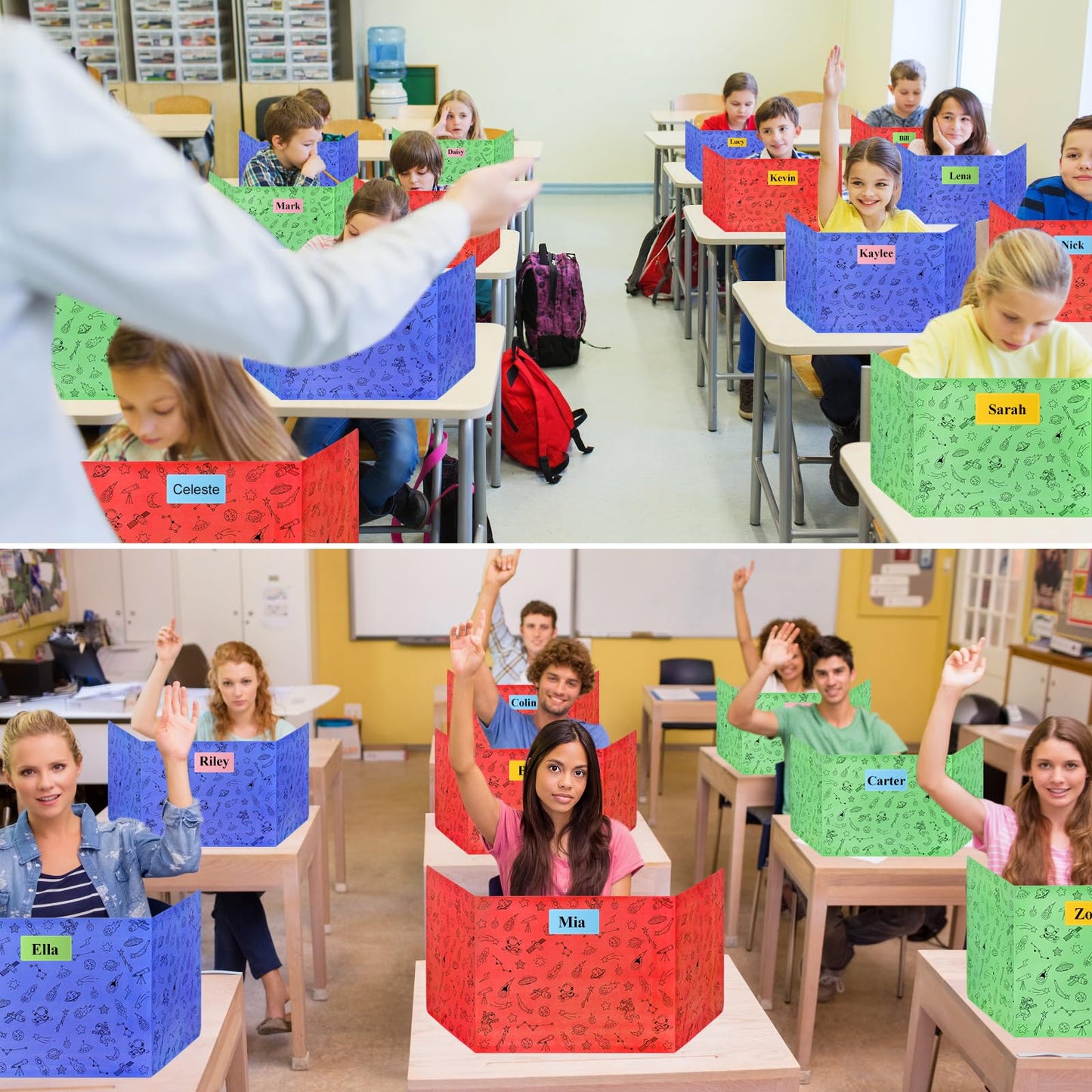 Ubenic 24-Pack Desk Dividers for Students, Space Cardboard Privacy Boards for Student, Privacy Shield Folder Boards, Classroom Divider Shield for School Teachers Home