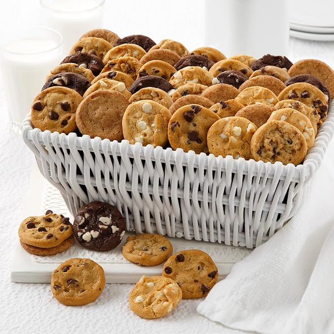 Mrs. Fields 48 Nibblers Bite-Sized Cookie Basket | 5 Classic Flavors | Assorted Gift Basket