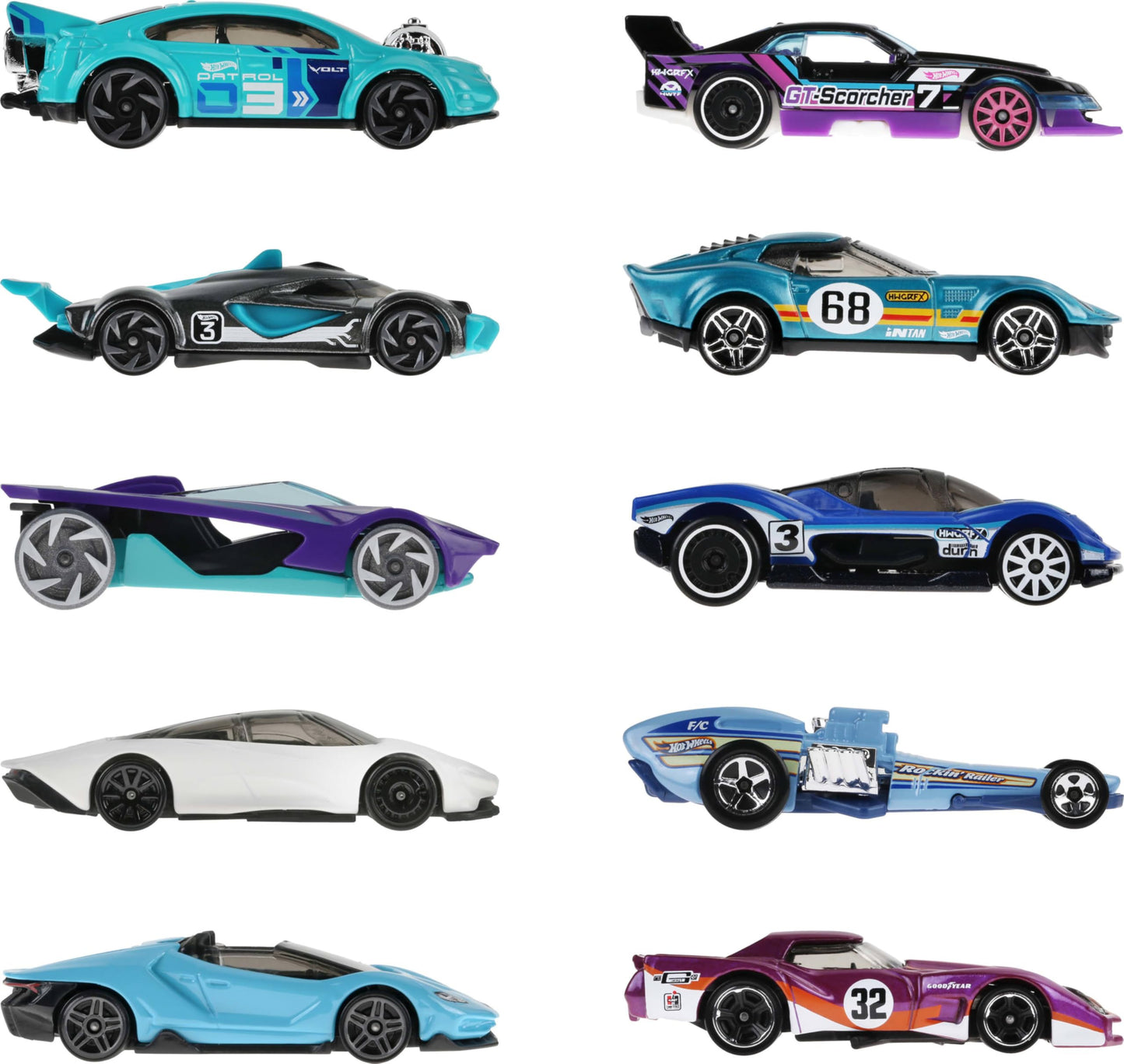 Hot Wheels 10-Pack of Toy Race Cars, Includes 1:64 Scale Corvette, Lamborghini, McLaren & Hot Wheels Originals (Amazon Exclusive)
