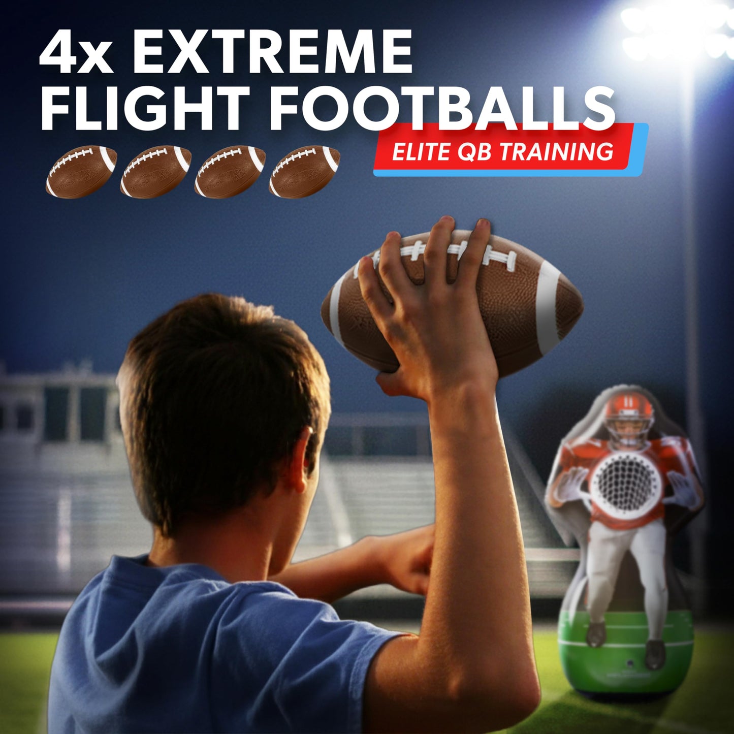 GoSports Inflataman Football Challenge - Includes 4 Rubber Footballs, Ball Pump, and Scoreboard - Inflatable Receiver Touchdown Toss Game