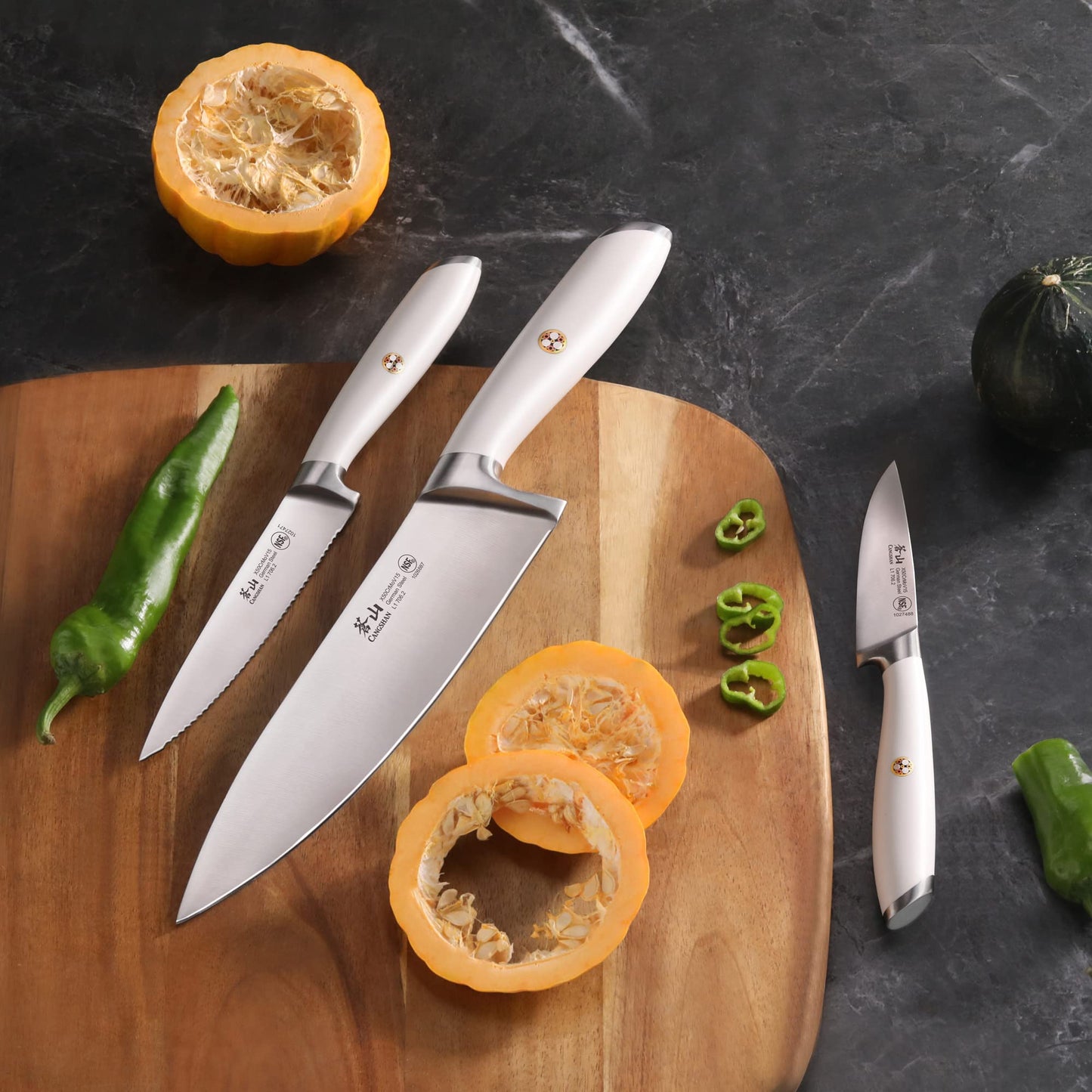 Cangshan L1 Series 3-Piece Starter Knife Set, Forged German Steel, White, 1026924