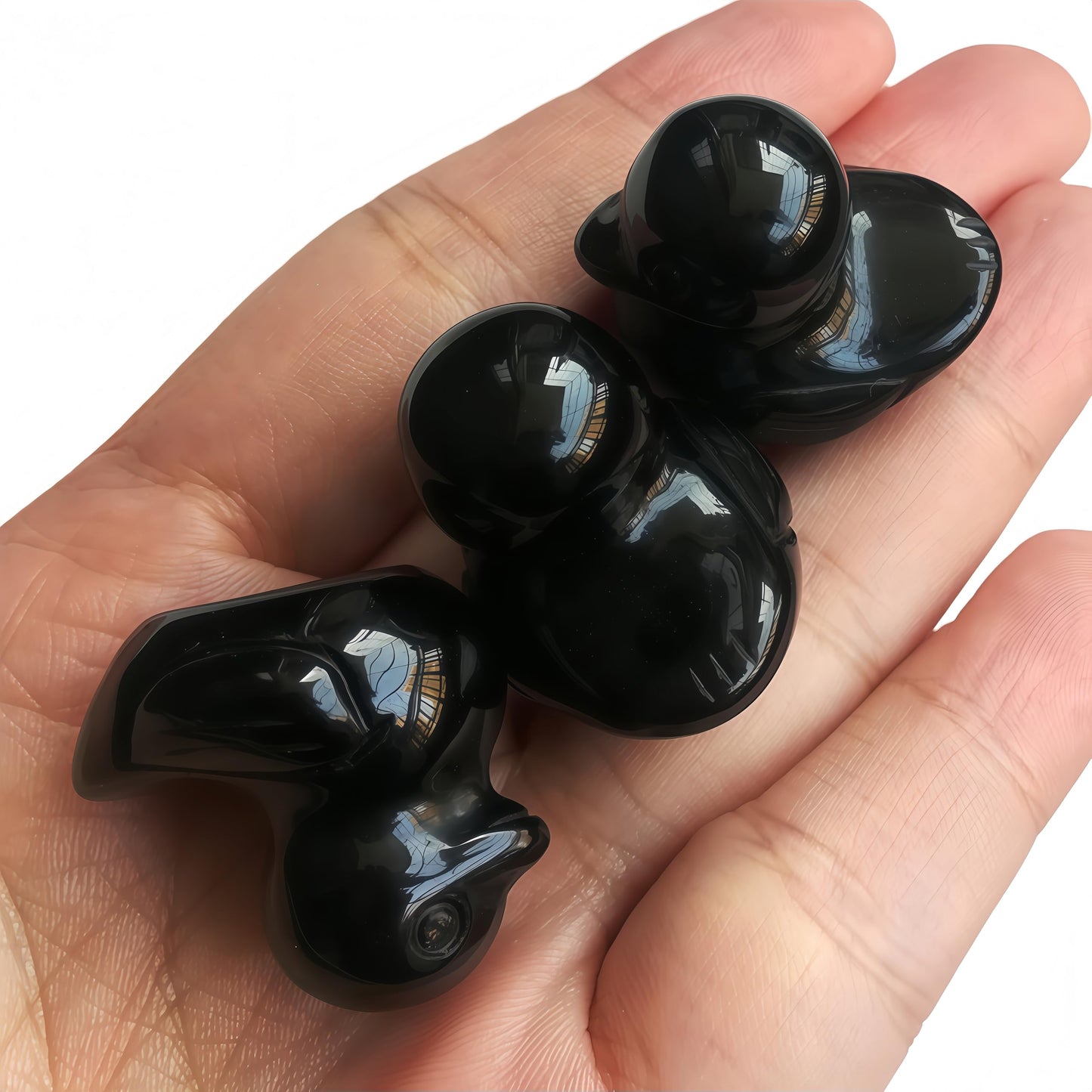 Bacatgem Natural Black Obsidian Crystal Duck Carving Positive Energy Home Decoration Desk Decor,1.18 Inchs Crystal and Healing Stone Ornament