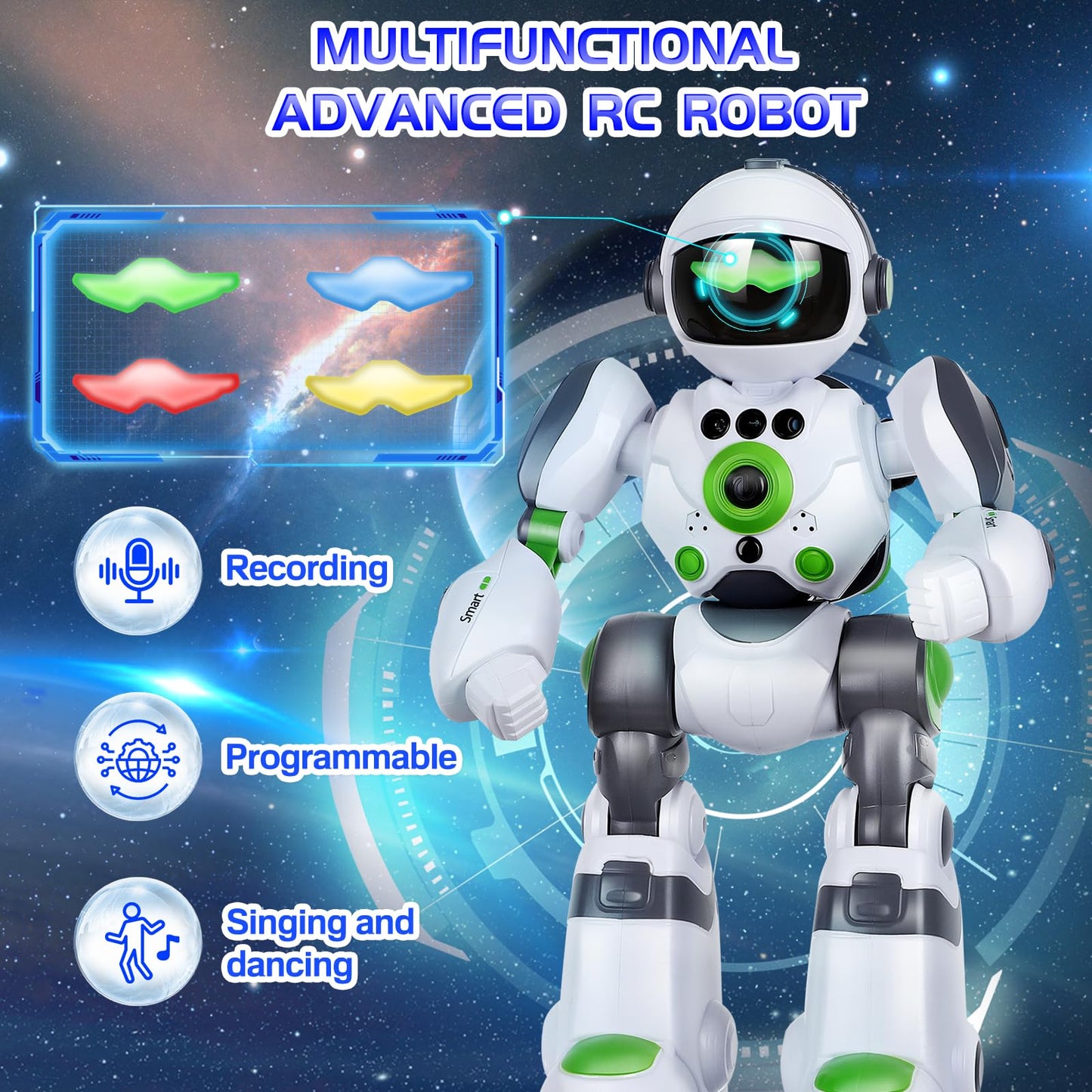 Zreswap Robot Toys Gift for Kids: Remote Control Robot Programmable with Record Voice Music Dancing Gesture Control, for Toddler Boys and Girls