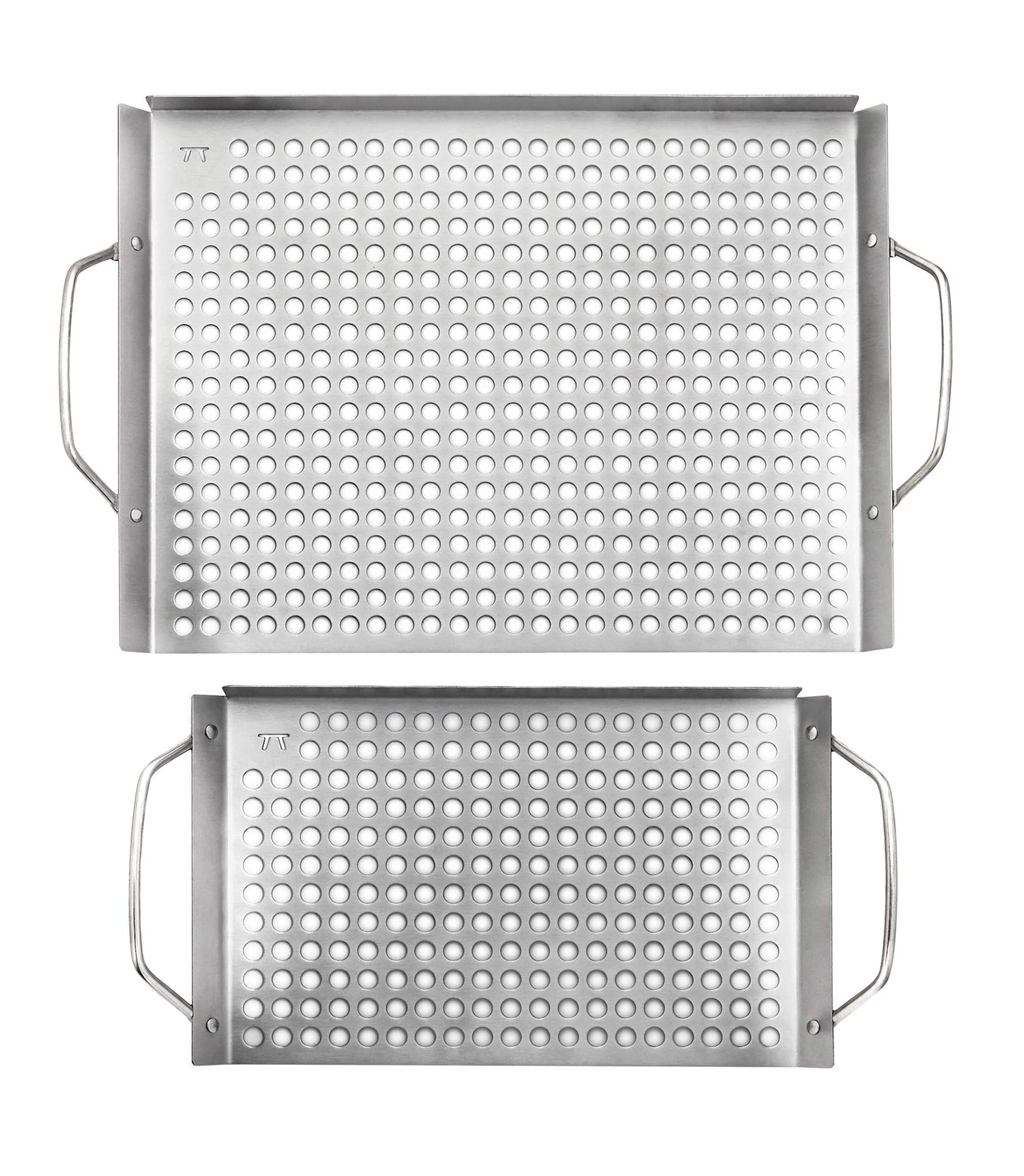 Outset Stainless Steel Grill Topper Grid, Set of 2, 11"x7" and 11"x17" BBQ Basket Trays