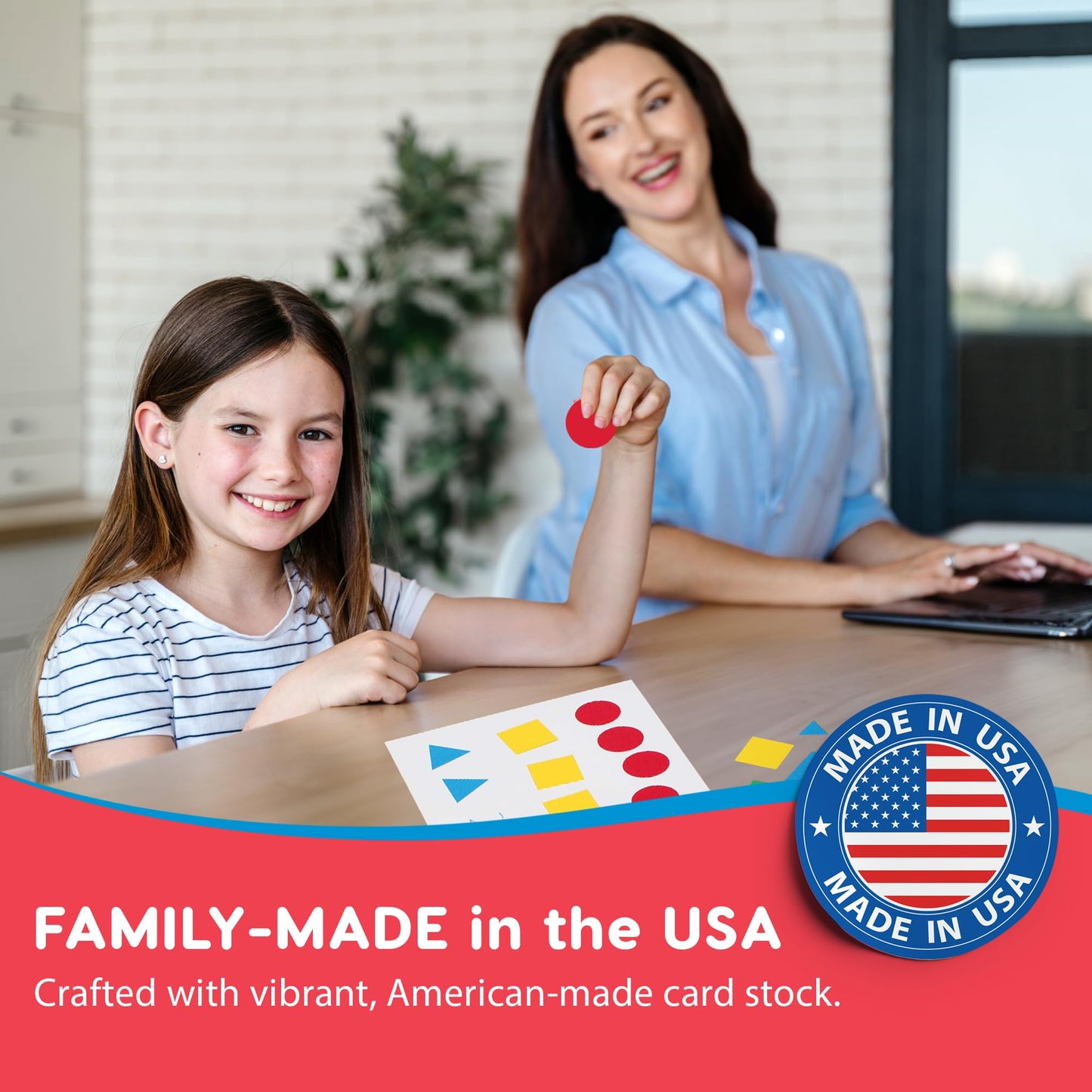 Basic Shapes 1: Circles, Triangles, Squares, Ovals, 676 Pieces US Made Card Stock Punch Out Geometric Shapes in 3 Sizes and 4 PRIMARY Colors for Math, Pattern Play and DIY Crafting