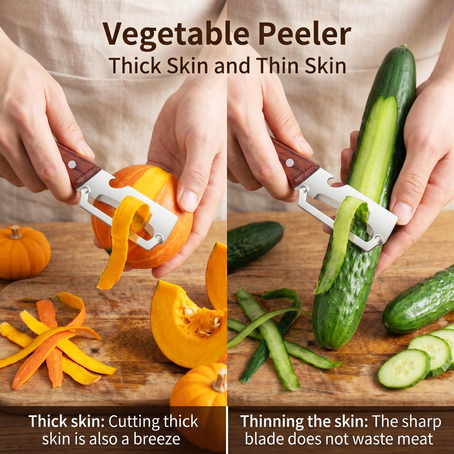 Multifunctional Vegetable Peeler for Kitchen & Bottle Opener,2 in 1 Stainless Steel Paring Knife for Fruit Veggie,Kitchen Gadgets for Sugar Cane Potato Fruit Pineapple Pumpkin Veggie Peeler(2 PCS)