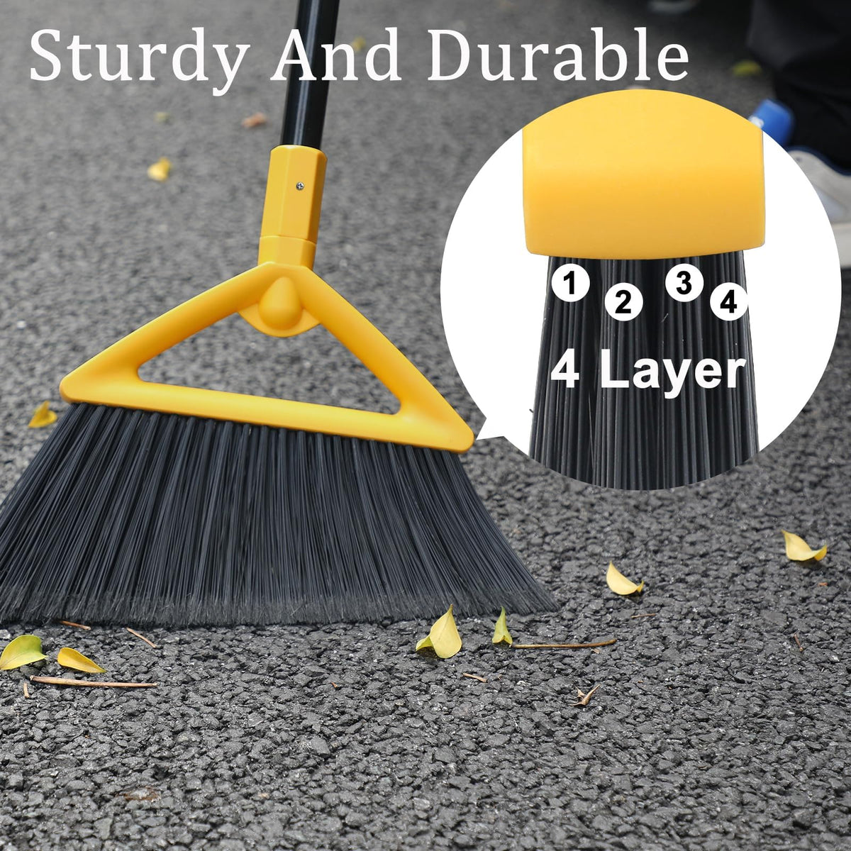 Heavy Duty Yellow Angle Broom with Long Handle (4 Count)