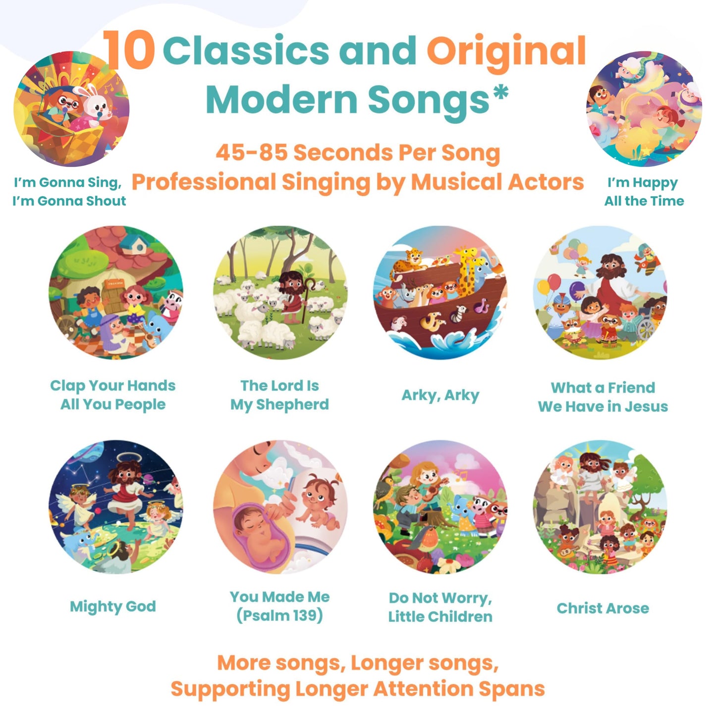 GO GO Songs of Creation and Praise: Christian Baby Books with 10 Songs, Singing Toy, Sound Play for Ages 1-5, Musical Learning, and Interactive Praise Gift for Kids, Bible for Toddlers 1-3