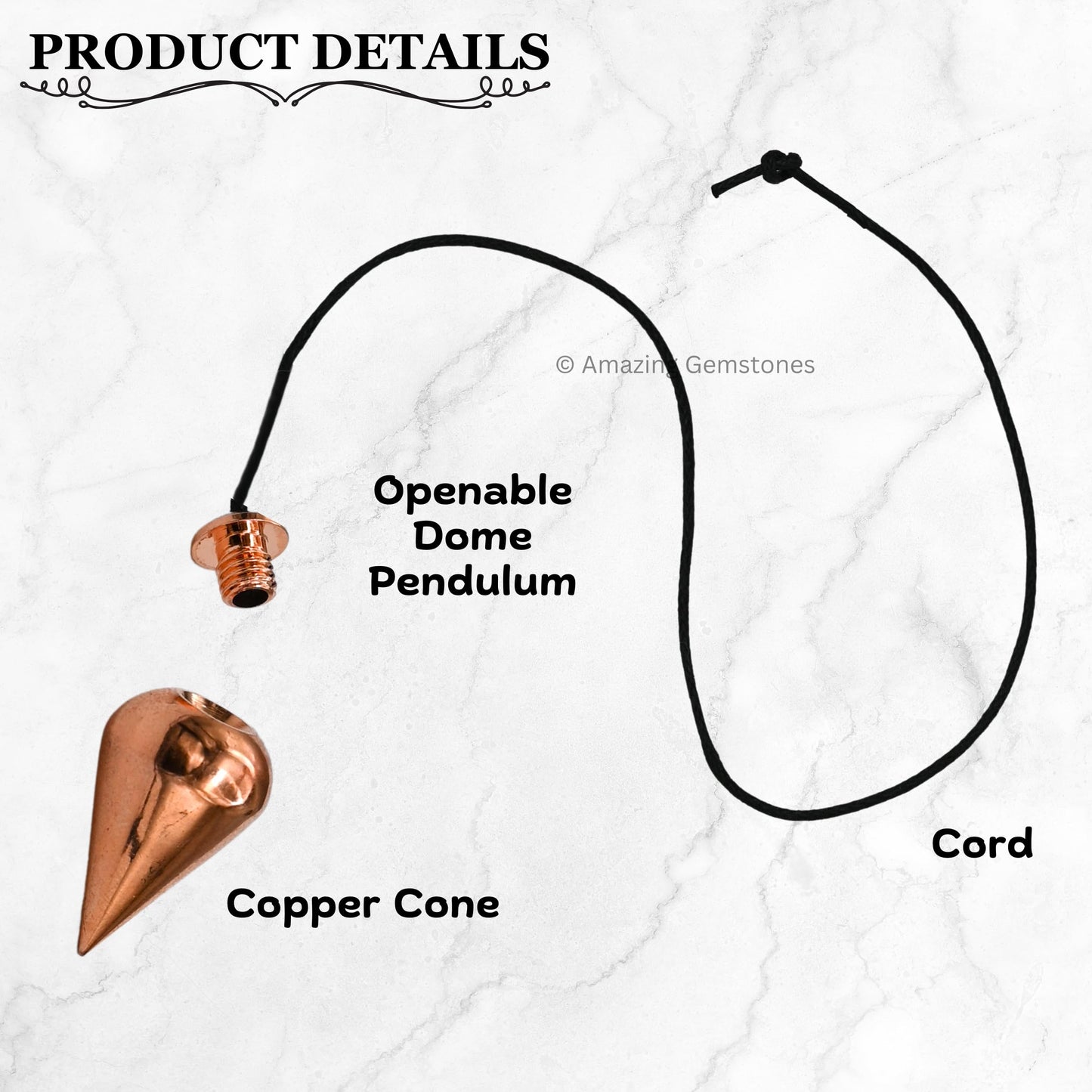 Amazing Gemstone Healing Metal Pendulums for Divination, Copper Dome Cone Copper Pendulum High Energy Pendulo de Bronce Pendulos de Mesa MP60