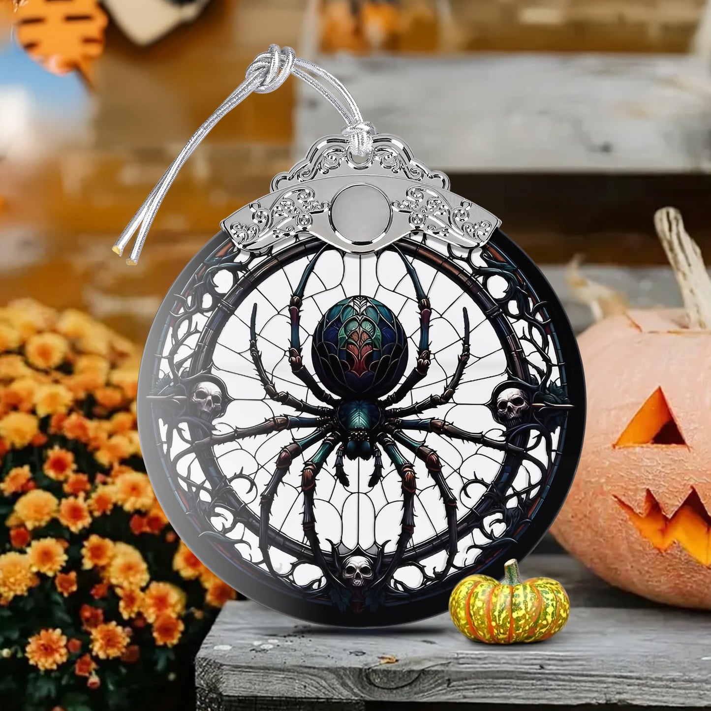 2025 Ornaments for Christmas Tree, Zmoicky Stained Glass Hanging Ornament, Christmas Ornaments Clearance, Gift Exchange Ornament, Bauble Present - Spider