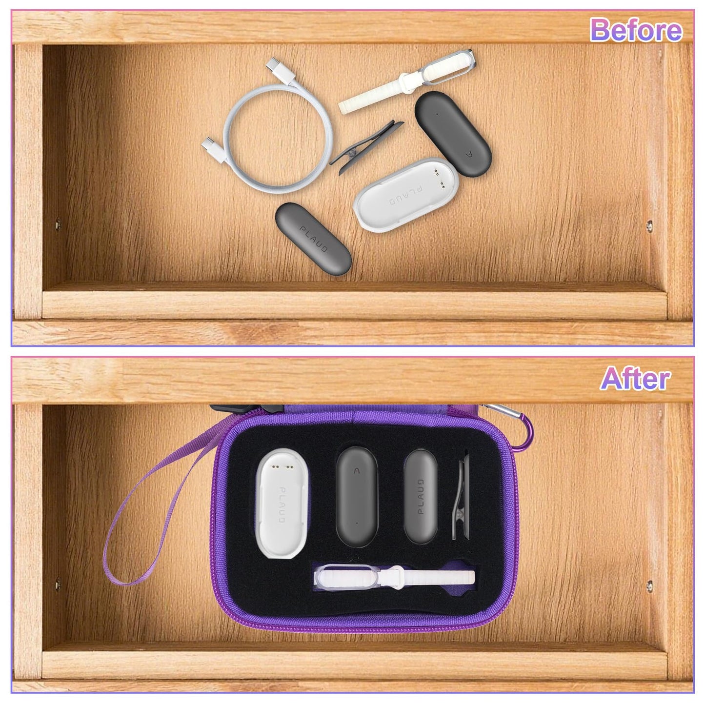 YouKnow Hard Case Compatible with PLAUD NotePin/NotePin S AI Voice Recorder - with Custom Foam Insert Holds Recorder, Magnetic Pin, Clip, Dock, Wristband & Cable (Case Only) (Galaxy)