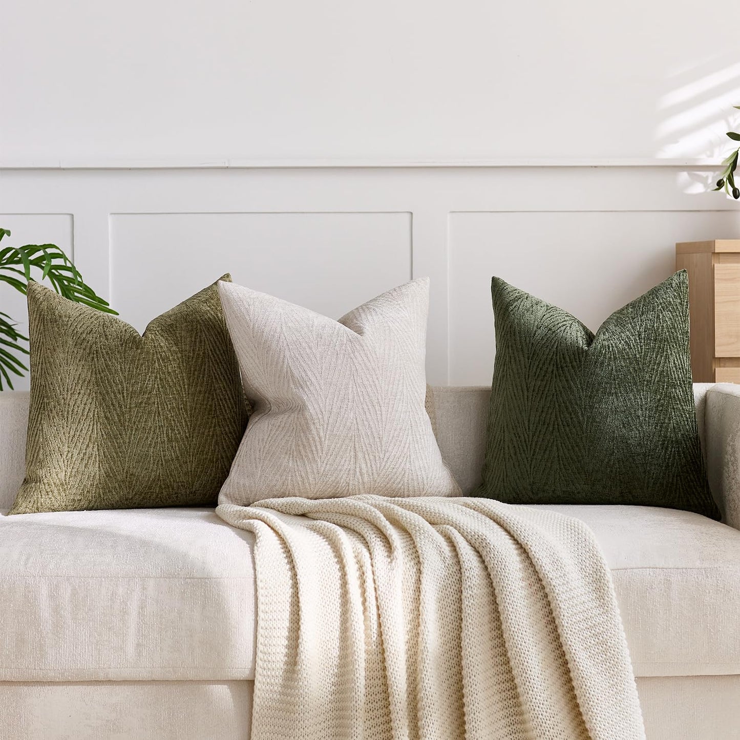HALANS Spring Pillow Covers 12x20 Inch Set of 2, Soft Decorative Throw Pillow Covers with Leaves Texture, Hidden Zipper for Home Sofa Bed Couch (Tan, 12" x 20" (Pack of 2))