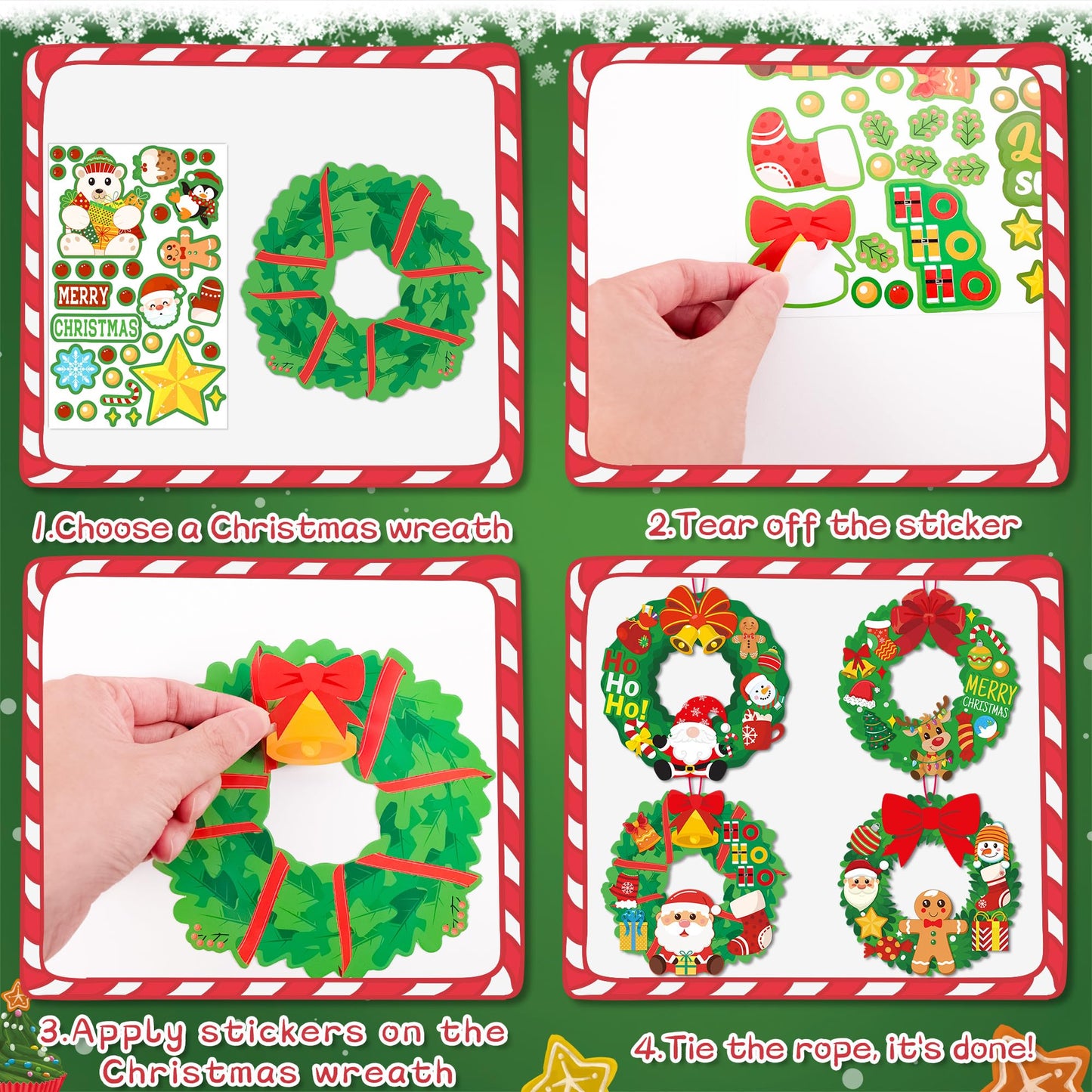 Eternity sky 54pcs Christmas Crafts for Kids - Xmas Wreath Ornament Making Kit Bulk with Snowman for Winter Holiday, Classroom, Adults