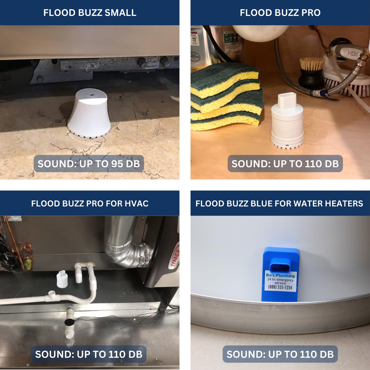 Flood Buzz Small Water Leak Alarm 6-Pack | Ready to Use, No Setup Required