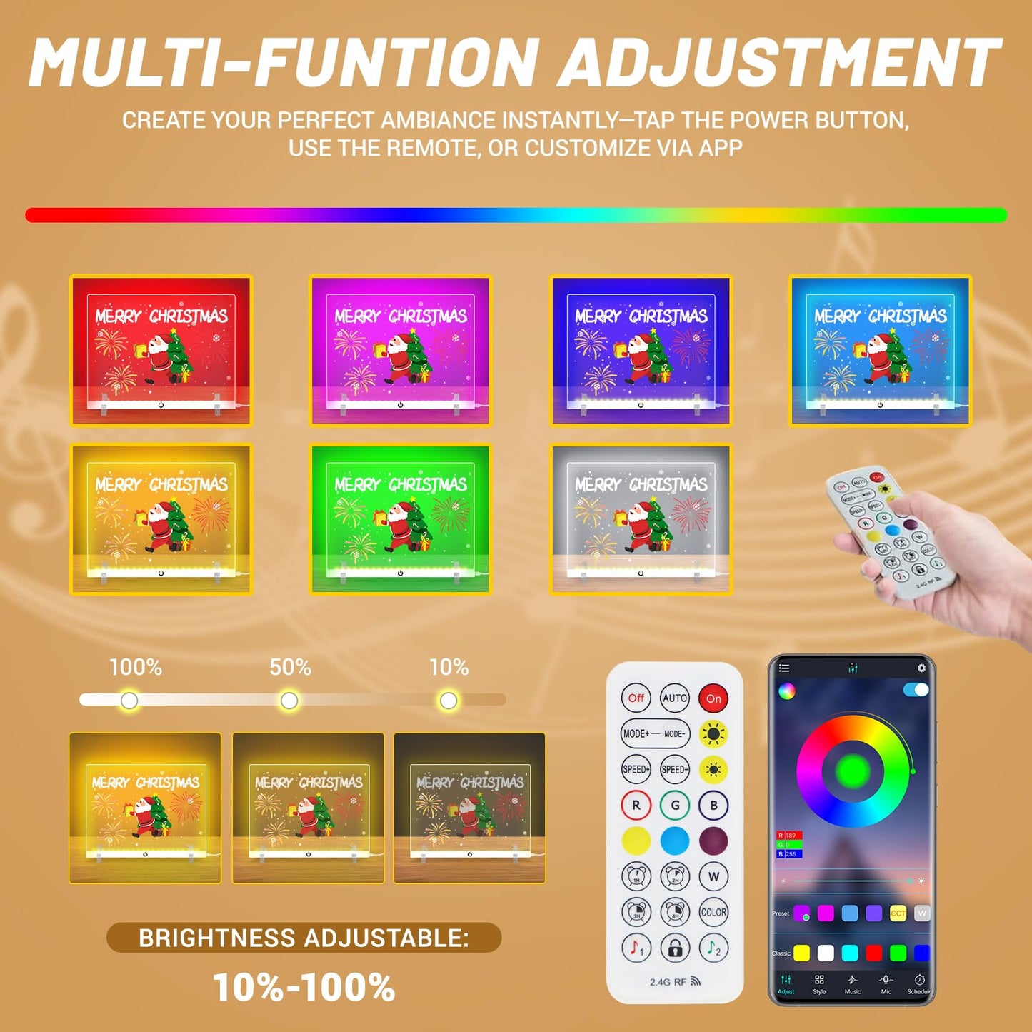 LED Drawing Board Control by APP/Remote/Music Syn/Touch Button, Doodle Glow, Acrylic Dry Erase Board with LED Light, Glowing Memo, Ideal for Office/Home/Outside/Adult/Kids