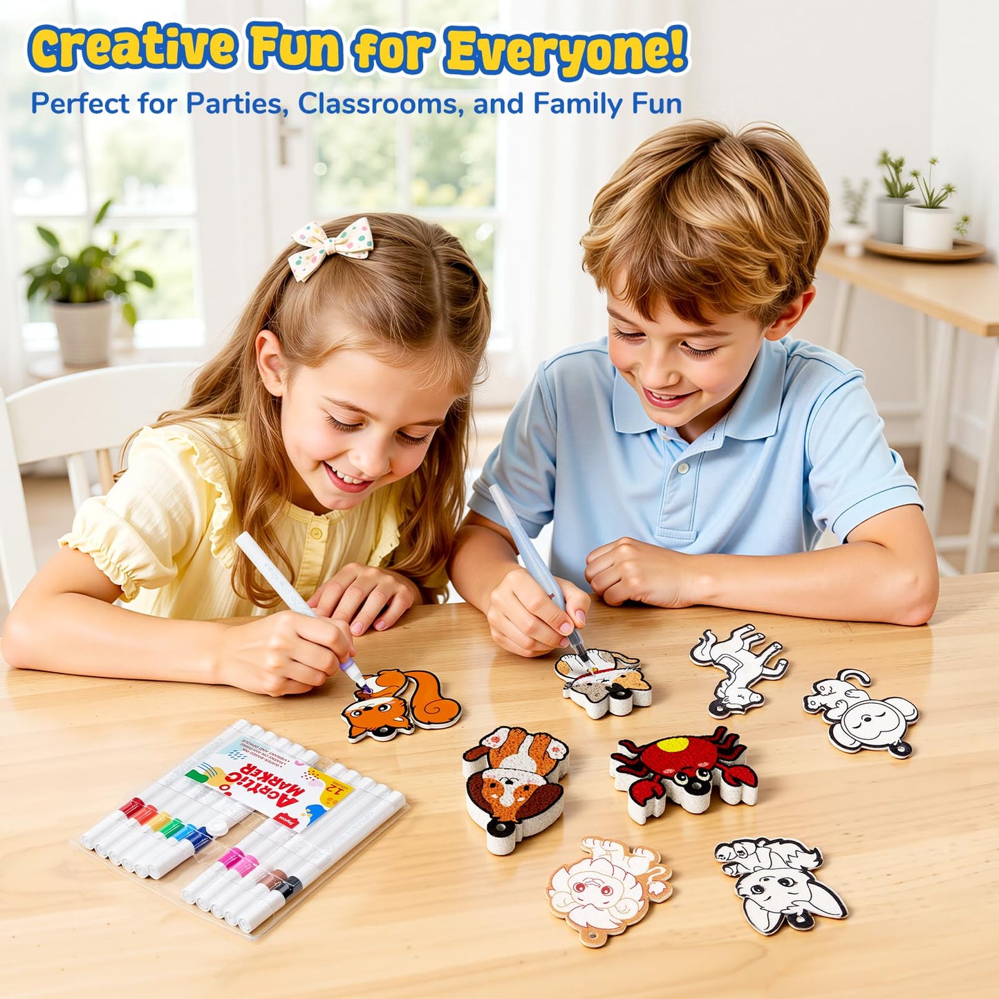 JoyCat 3D Art Kit- DIY Foam Texture Painting Kit, Animals Magic Puffy Paint Kit, 20 Pcs Mess-Free Paint Craft for Kids, DIY Color Activity, Creative Gift for Girls & Boys Ages 4, 5, 6, 7, 8, 9, 10