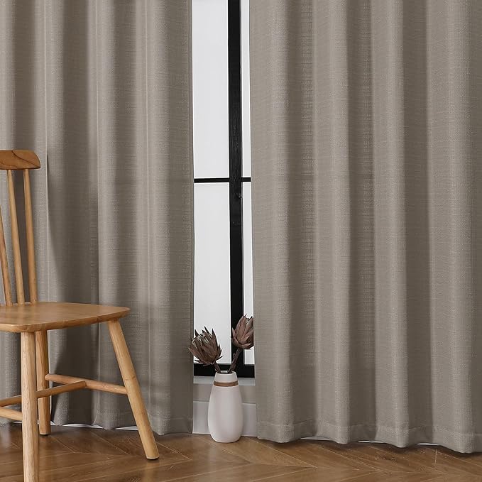 Chyhomenyc Stone Beige Curtains 78 Inch Length 2 Panels Set, Faux Linen Textured Light Filtering Soft Airy Farmhouse Curtain Drapes for Living Room Bedroom, 40Wx78L