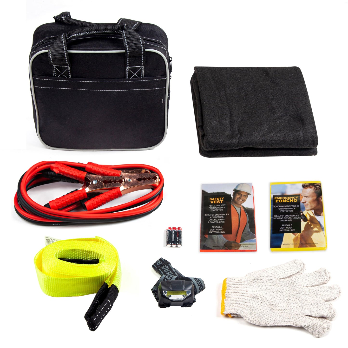 Justin Case Heavy Duty and Portable Ultimate Auto Safety Kit for Roadside Emergencies