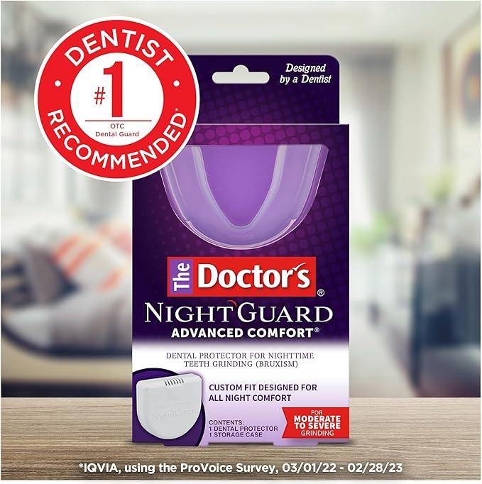 The Doctor’s NightGuard Mouth Guard for Grinding Teeth at Night, Includes Storage Case, Pack of 1