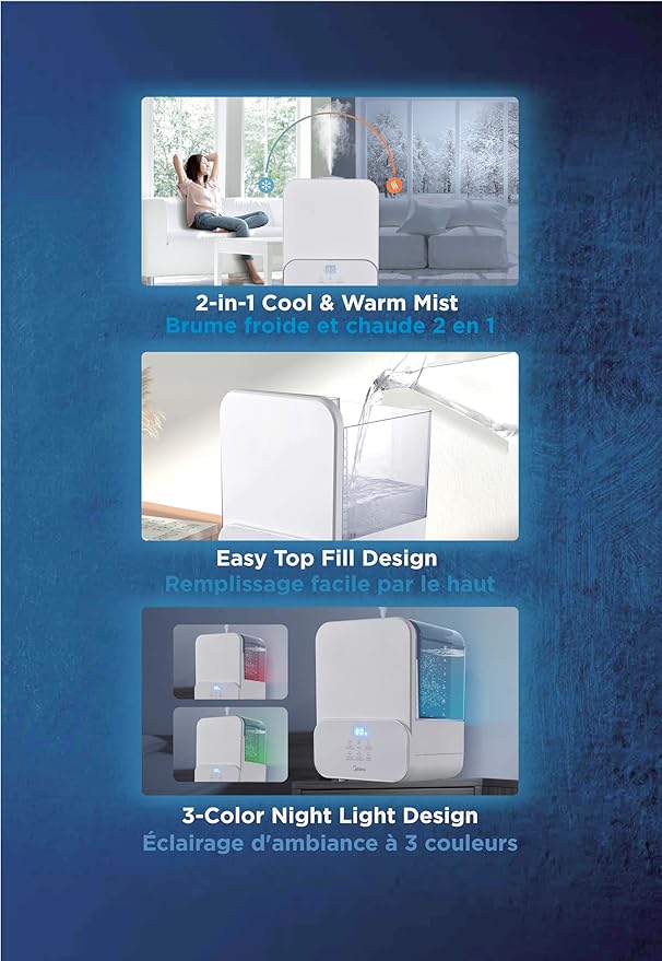 Midea Ultrasonic Humidifier 1.6Gal Aroma Diffuser White SCK-3Q60B