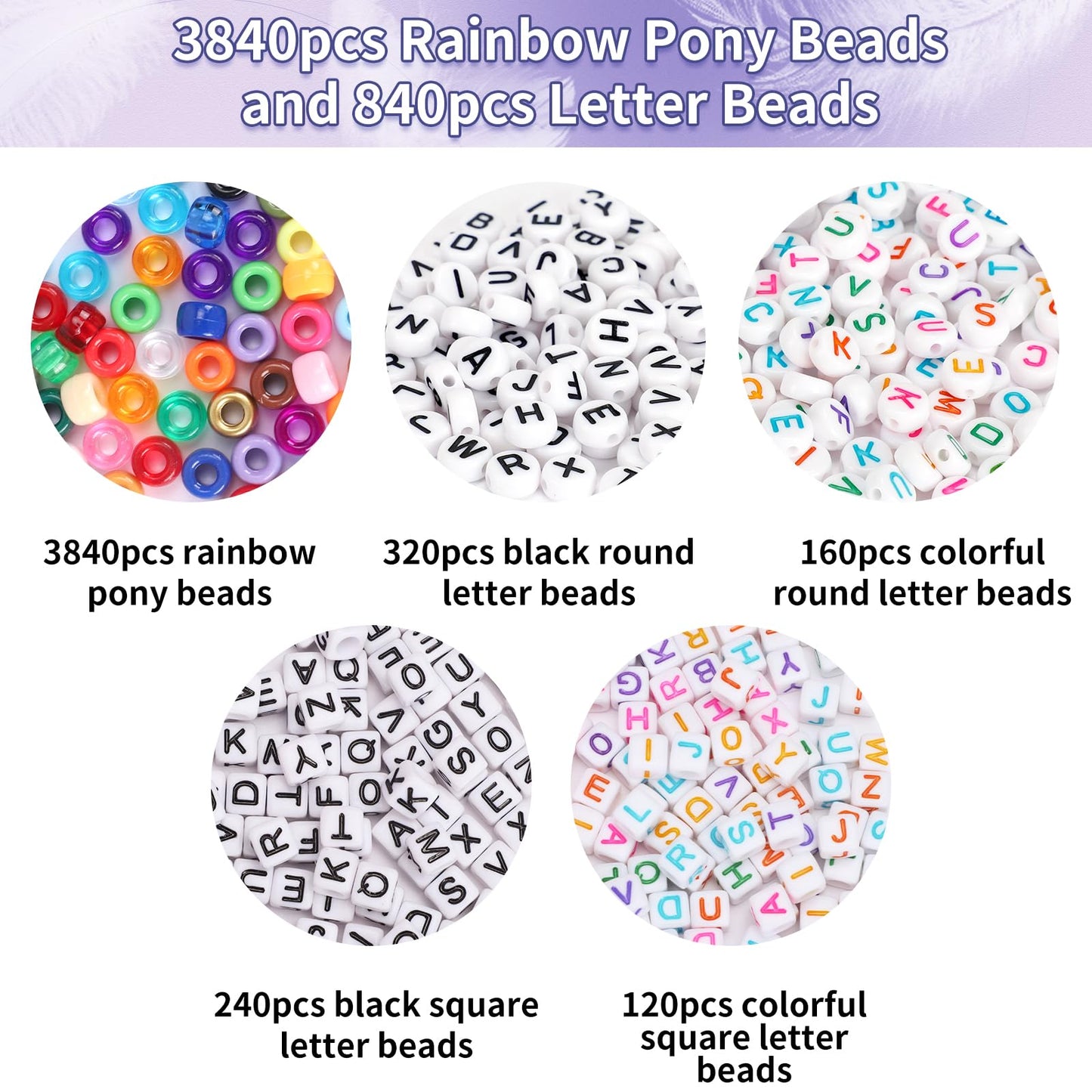 QUEFE Bracelet Making Kit 6 Boxes 120 Colors Pony Beads Kandi Beads Kit 4700pcs Kandi Starter Kit Rave Beads Friendship Bracelets with Letter Bead Pony Beads Kit for Beginners