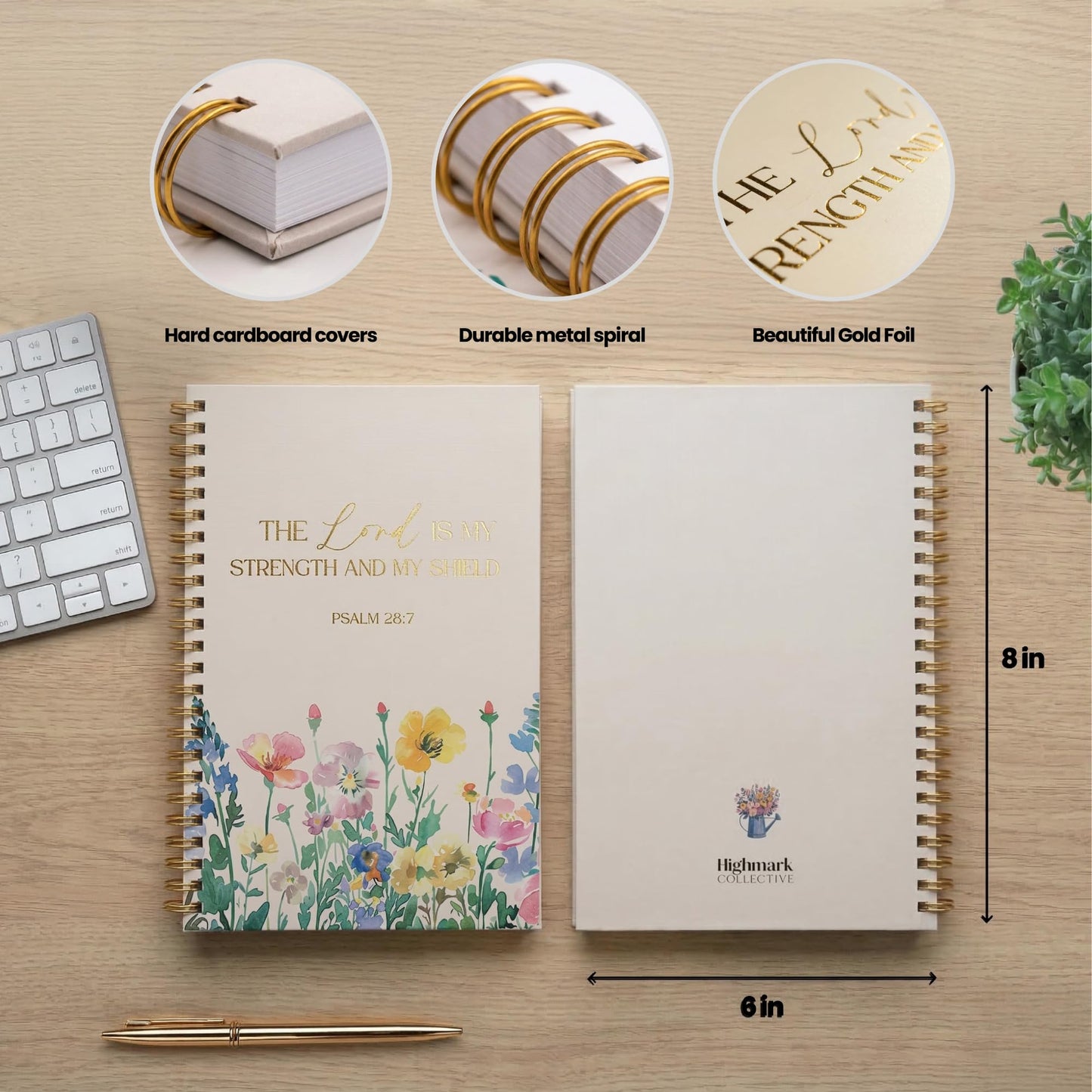 Highmark Collective Christian Notebook Set of 3 – Scripture Botanical Spiral Journal for Women – 100 GSM No-Bleed Bible Study Supplies – 3 Floral Lined Notebooks for Prayer Journal, Sermon Notes, and Devotionals