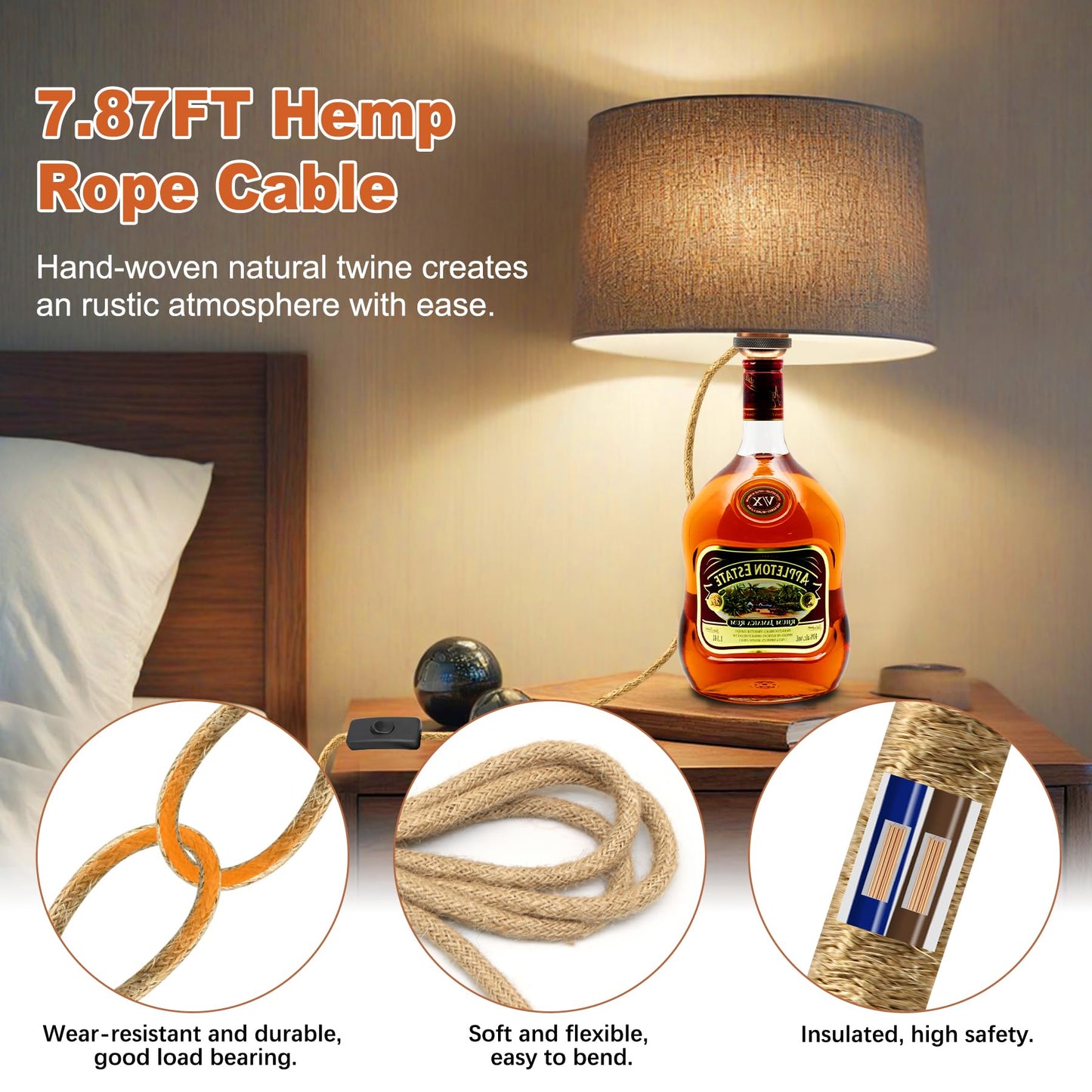 Bottle Lamp Kits, 2 Pack Bronze Bottle Lamp Adaptor Kit, Lamp Kits Do it Yourself, E27 Ceramic Lamp Holder with 95 in Plug and Switch, Brass Table Lamp Kit, Lamp Making kit, with 3 Sizes of Stoppers