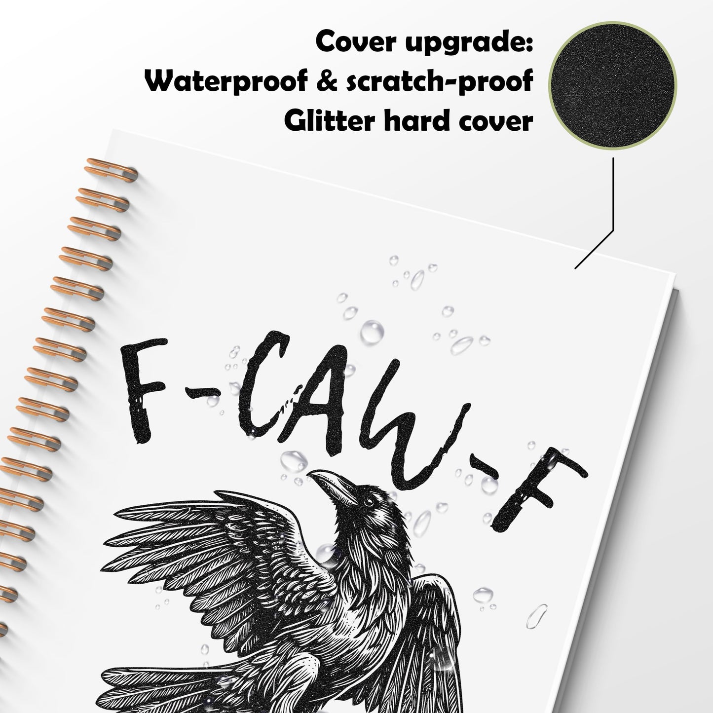 ROXMART Gothic Black Crow Glitter Spiral Notebook, Witchy Funny Raven Journal, Crow Lovers Gifts for Women Men, Dark Academia Gothic Raven Hardcover Notebook Journal, 5.5x8.3 Inch
