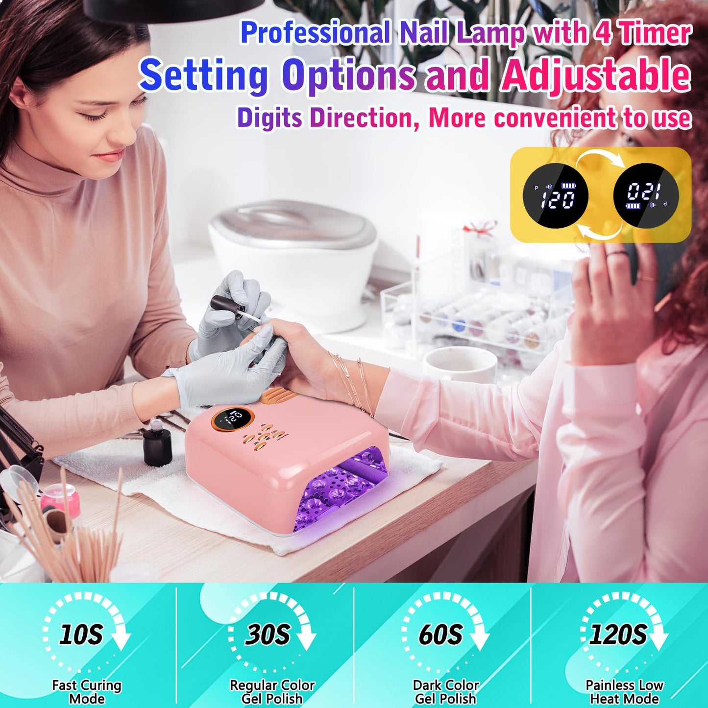 VANIRXELTO Cordless UV LED Nail Lamp - 72W Rechargeable Gel Nail Dryer with Patented Replaceable Light Board - Extra Spare Panel Included - Professional Wireless Curing Lamp for All Gels & Salon