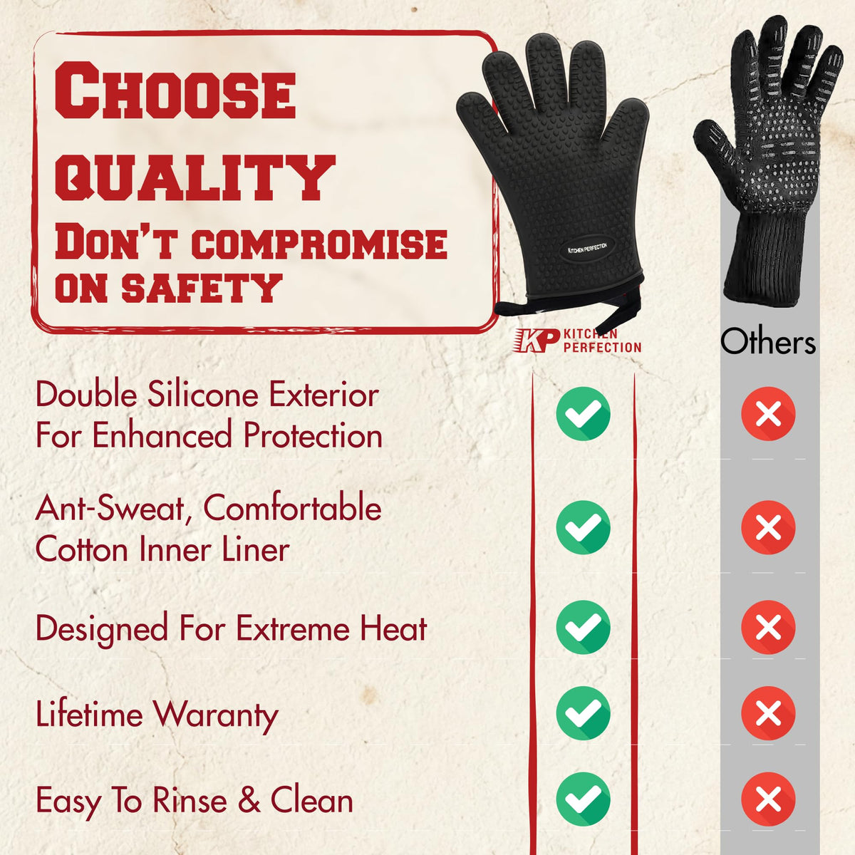 Silicone Griddle Grill Gloves Heat Resistant Oven Mitts